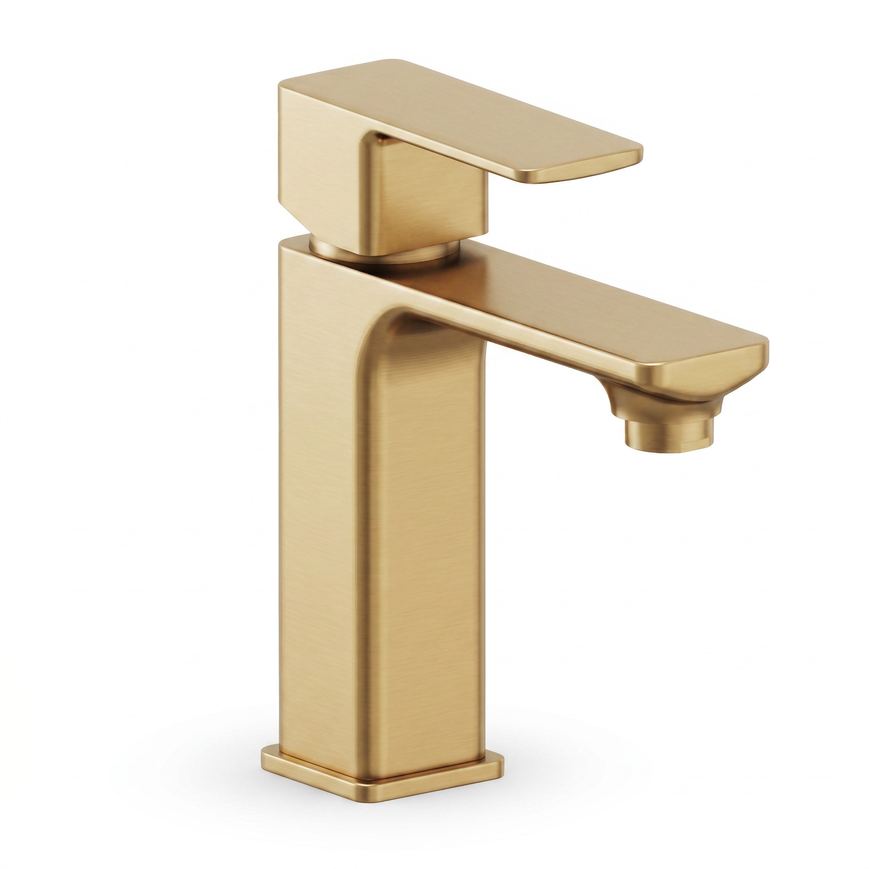 Adell Bloc Lavabo Bataryası Mat Altın Fırçalı (Brushed Gold) Modern Lavabo Musluğu | 159401018