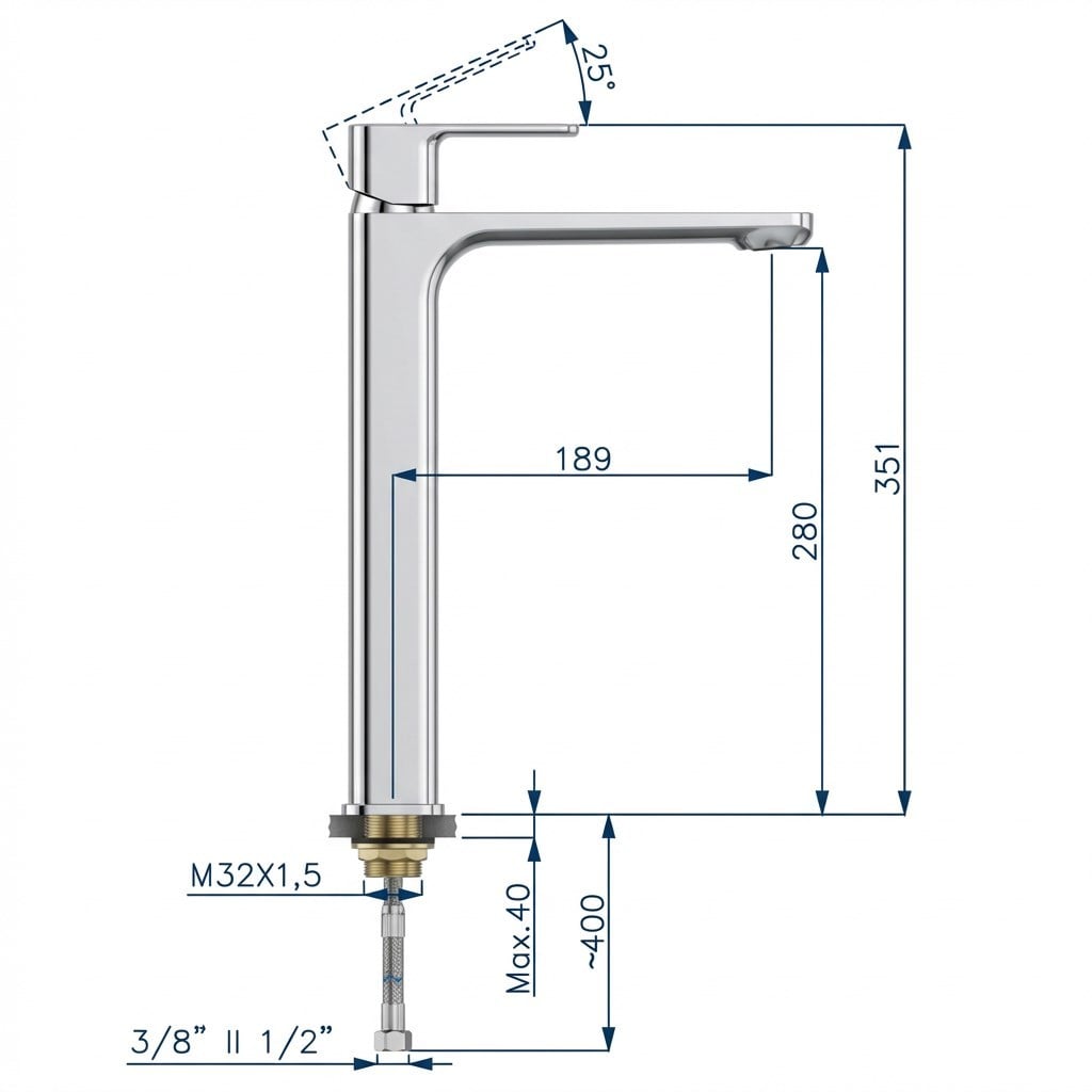 Adell Bloc Uzun Lavabo Bataryası -Parlak Krom-15940151