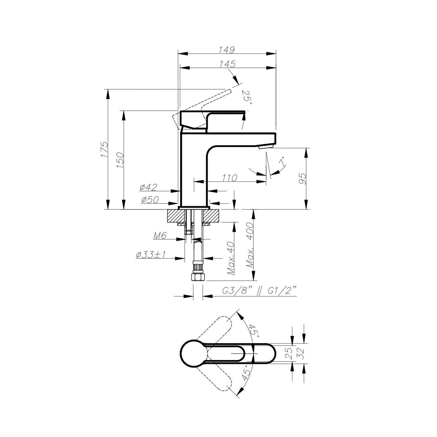 Adell Lento Lavabo Bataryası - Regular - Mat Siyah | 154901024