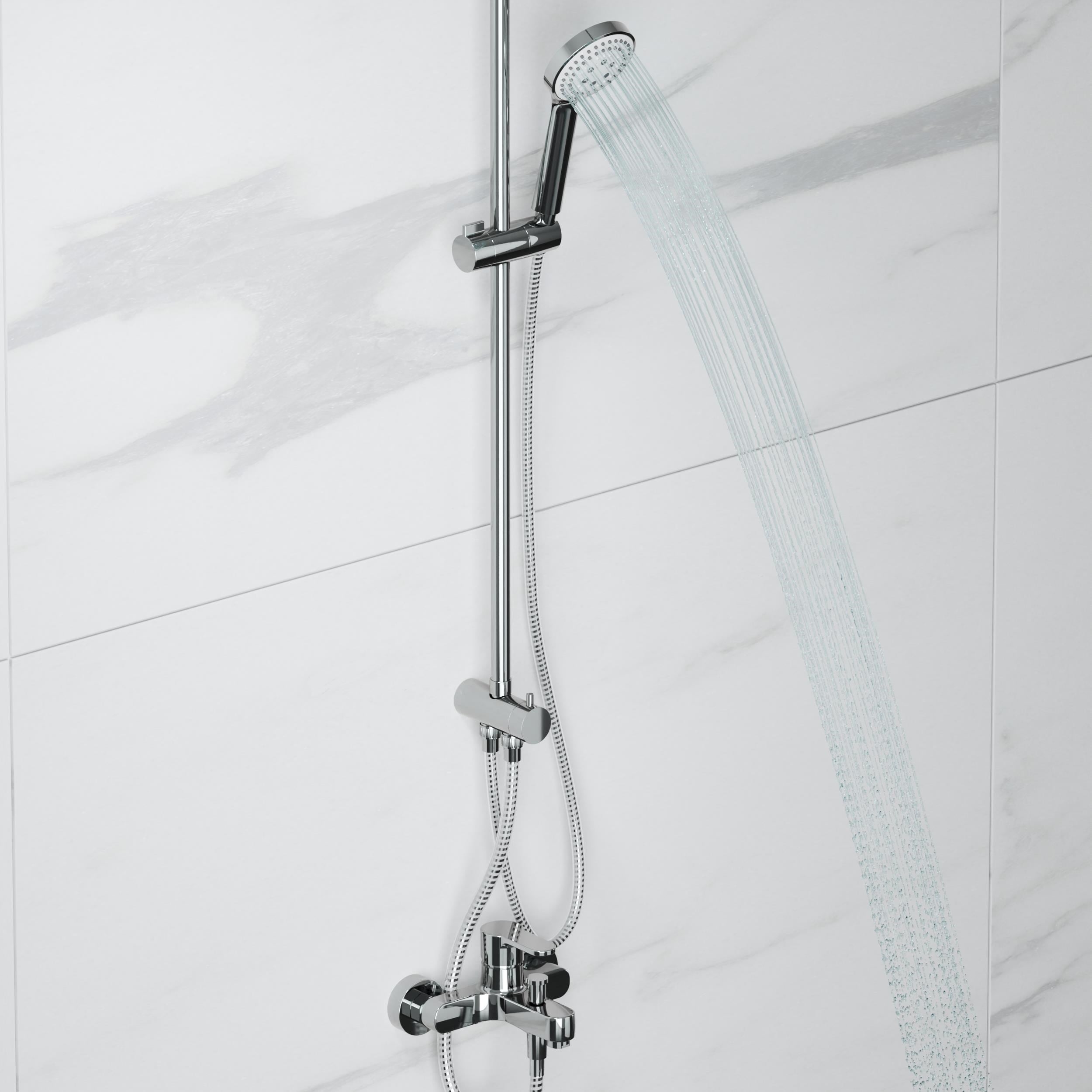 Adell Lido Rain Duş Sistemi + Lento Banyo Bataryası 2 Parça Set – Parlak Krom | ADS.35.01.01.01