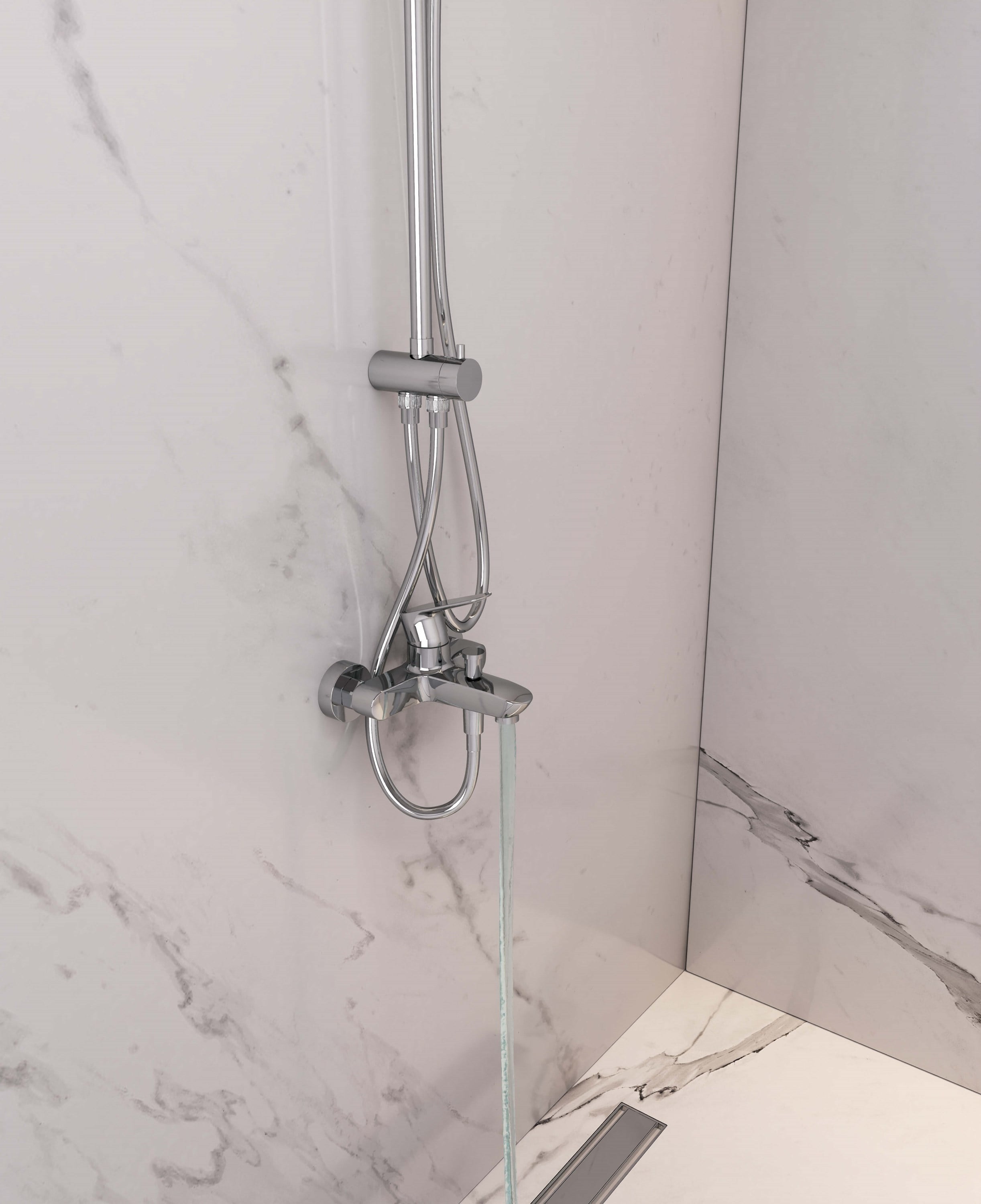 Adell Mode S  Rain Duş Sistemi + Lea Banyo Bataryası Seti (2 Parça) Parlak Krom | ADL.35.01.01.02