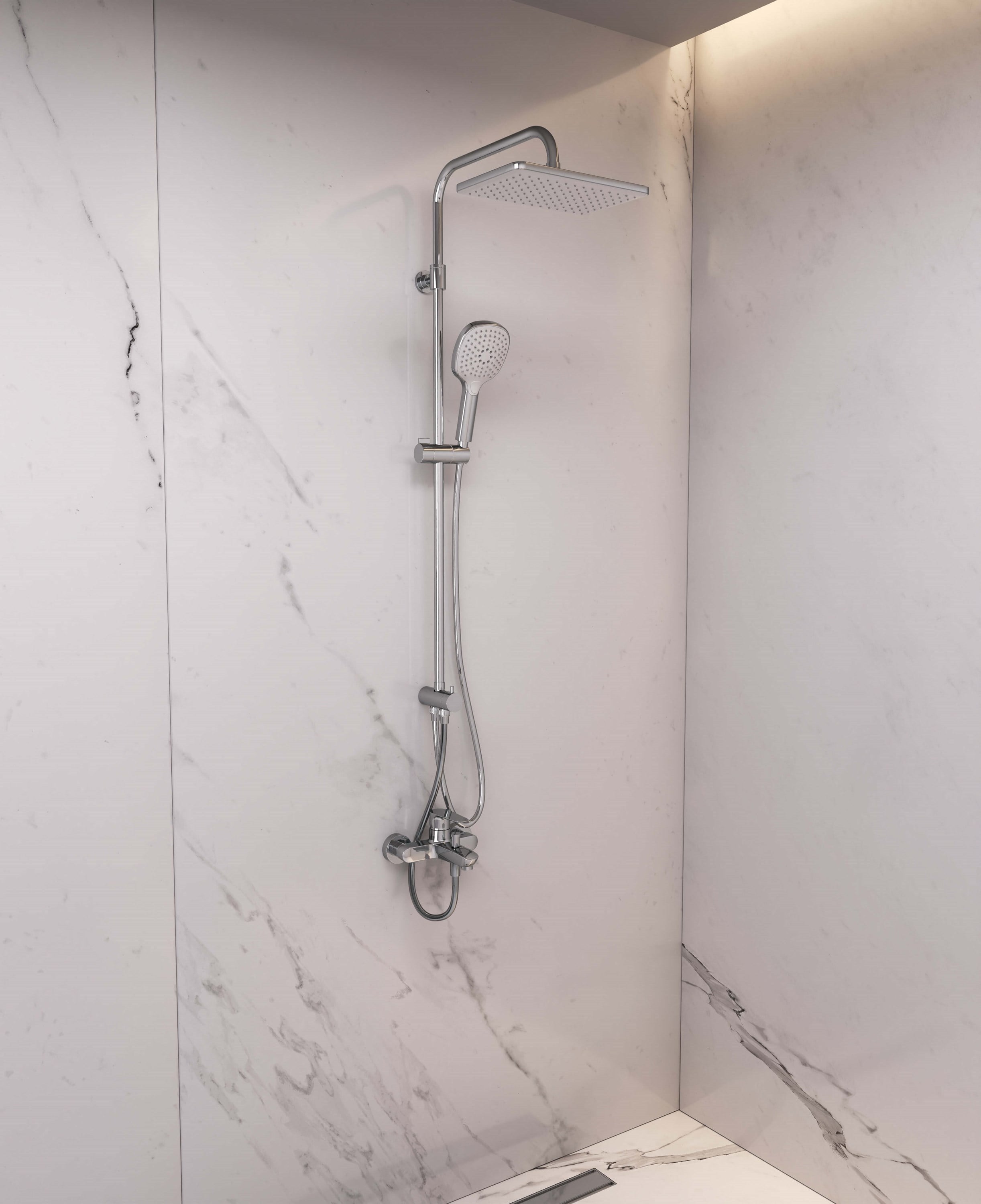 Adell Mode S  Rain Duş Sistemi + Lea Banyo Bataryası Seti (2 Parça) Parlak Krom | ADL.35.01.01.02