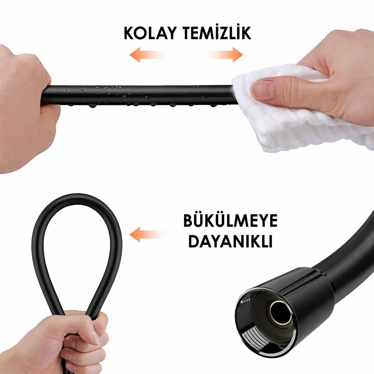 Adell Utra Flex Duş Hortumu -Siyah - 150 cm.(1/2-1/2) | 157570124