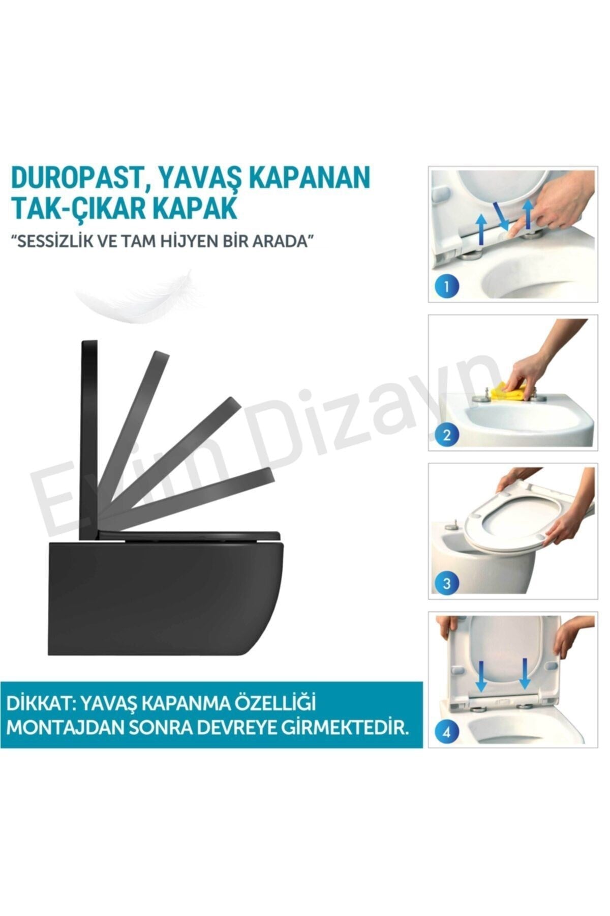 Alpha Asma Klozet Yavaş Kapanan Kapak - Mat Siyah 2'li Set | 011.003.1052.01SMT