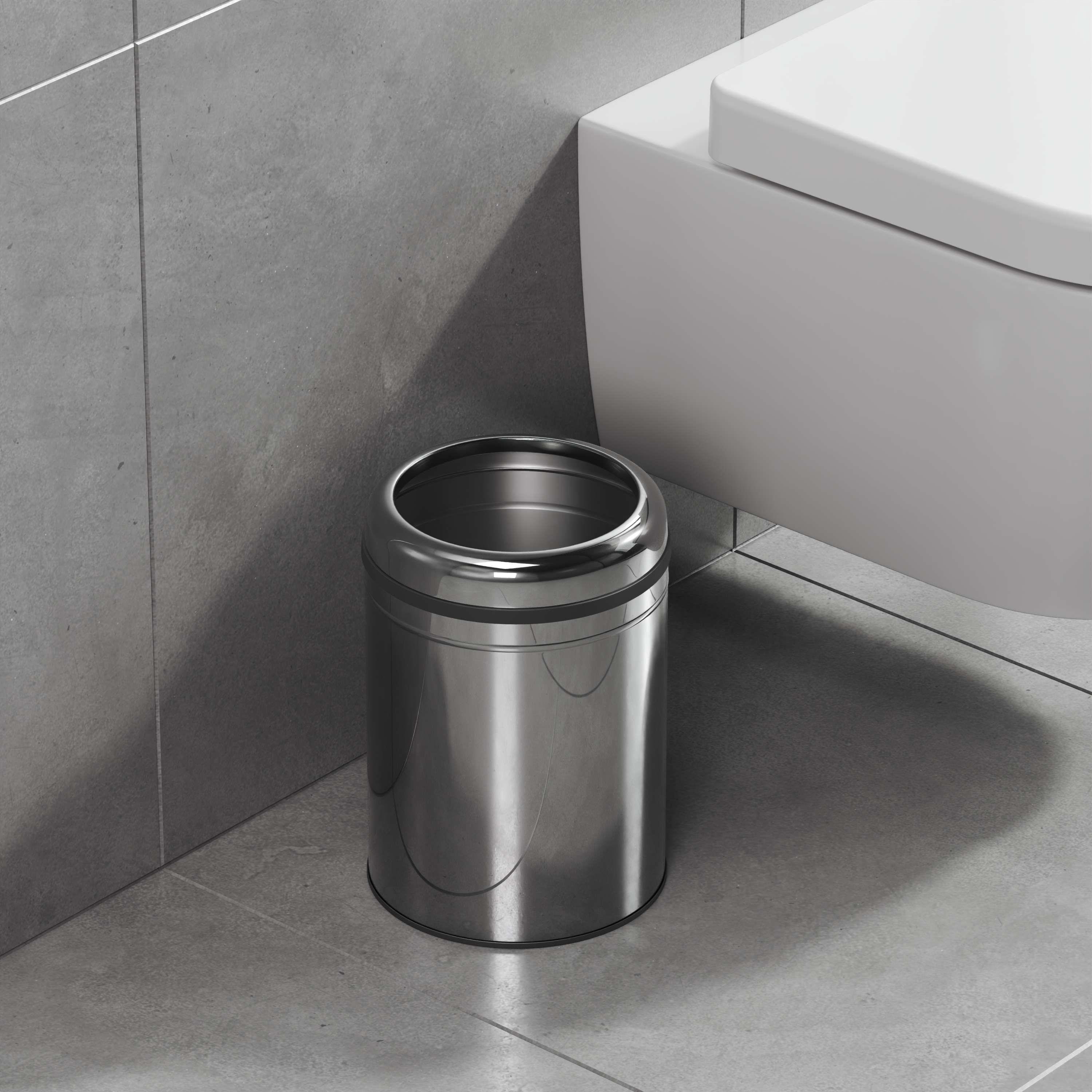 Aqua Bagno Basic Çöp Kovası - Çemberli Tip 8 L, Parlak Krom Paslanmaz | 35.99.57.07.01