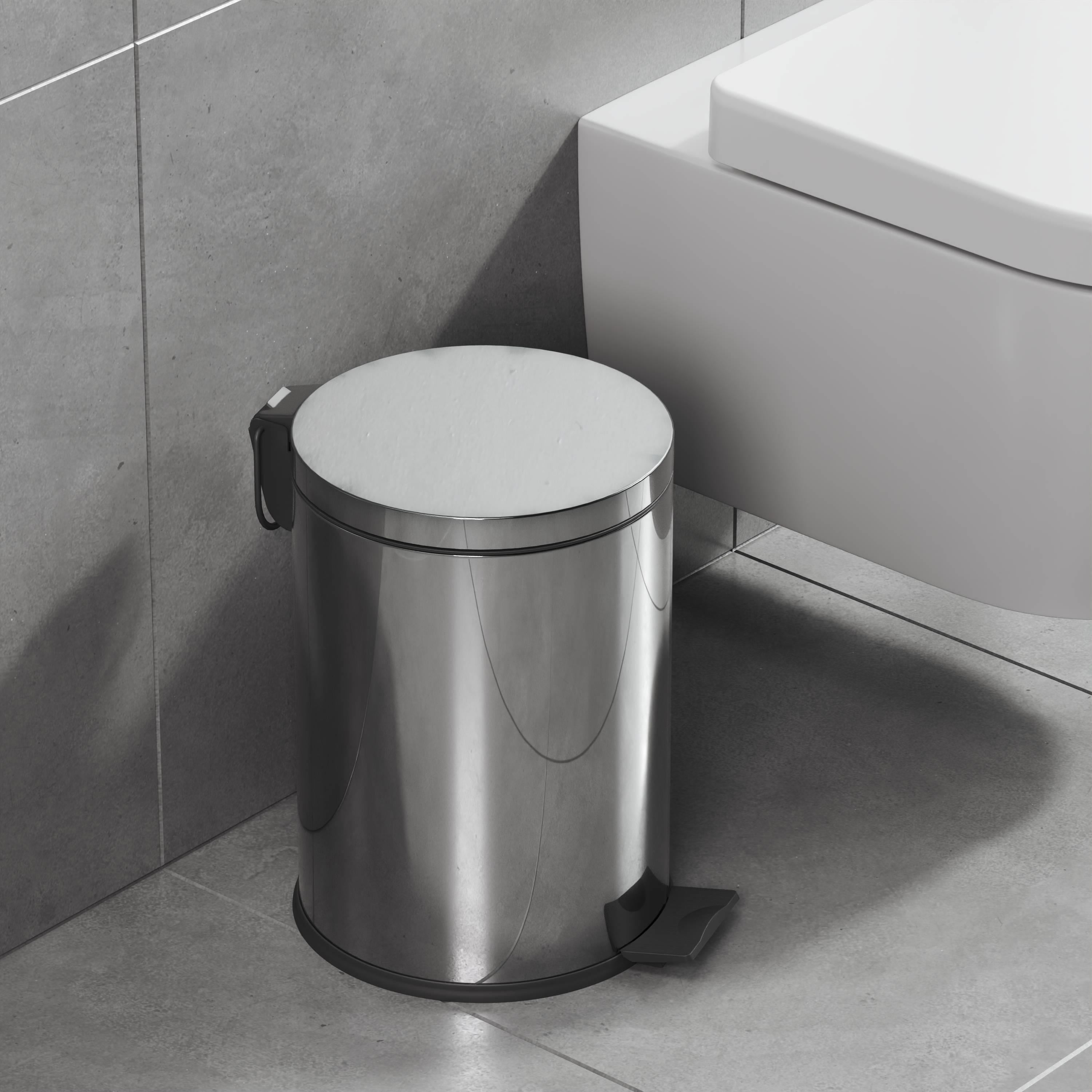 Aqua Bagno Basic Çöp Kovası - Pedallı 12 L, Parlak Krom Paslanmaz | 35.99.57.03.01