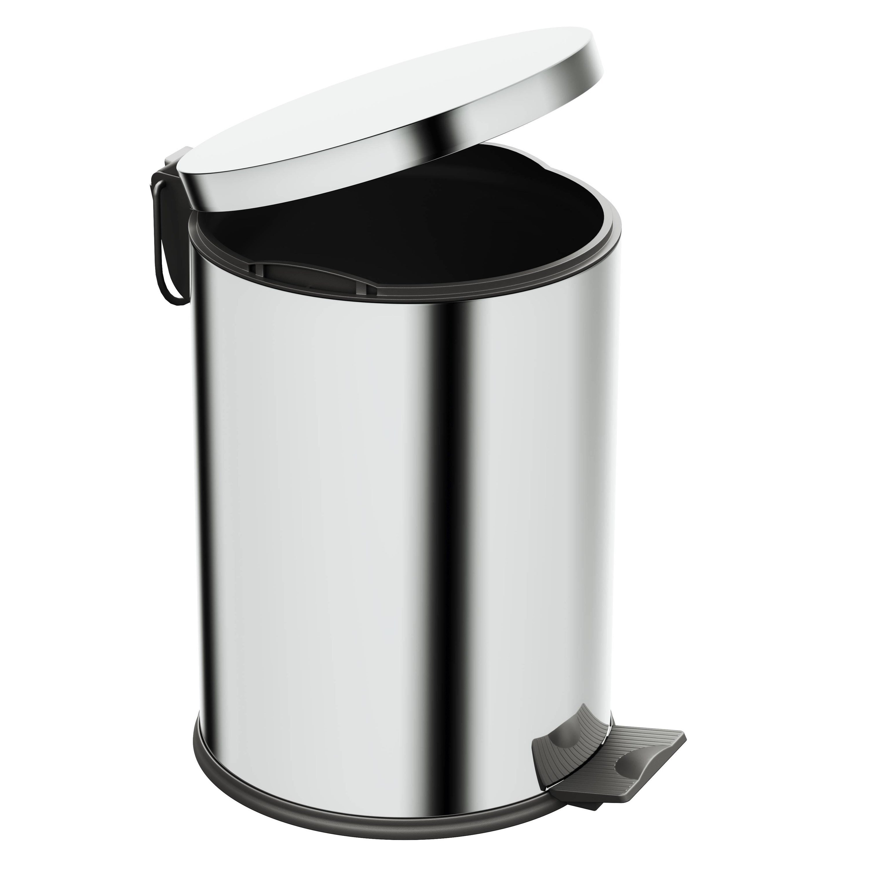 Aqua Bagno Basic Çöp Kovası - Pedallı 12 L, Parlak Krom Paslanmaz | 35.99.57.03.01