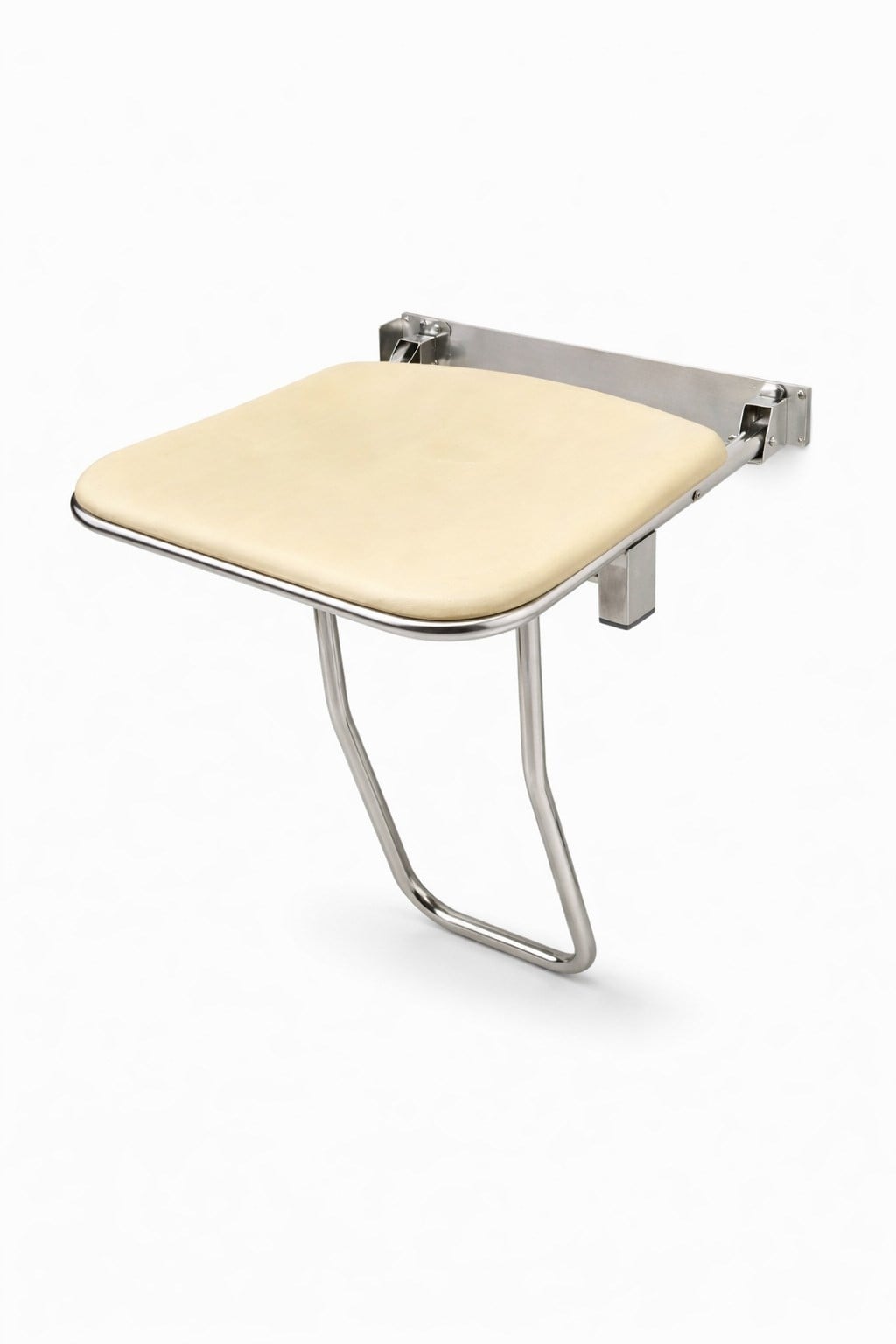 Aqua Bagno Basic Engelli Duş Oturağı Paslanmaz Çelik Mat Krom Zemin Destekli Katlanır