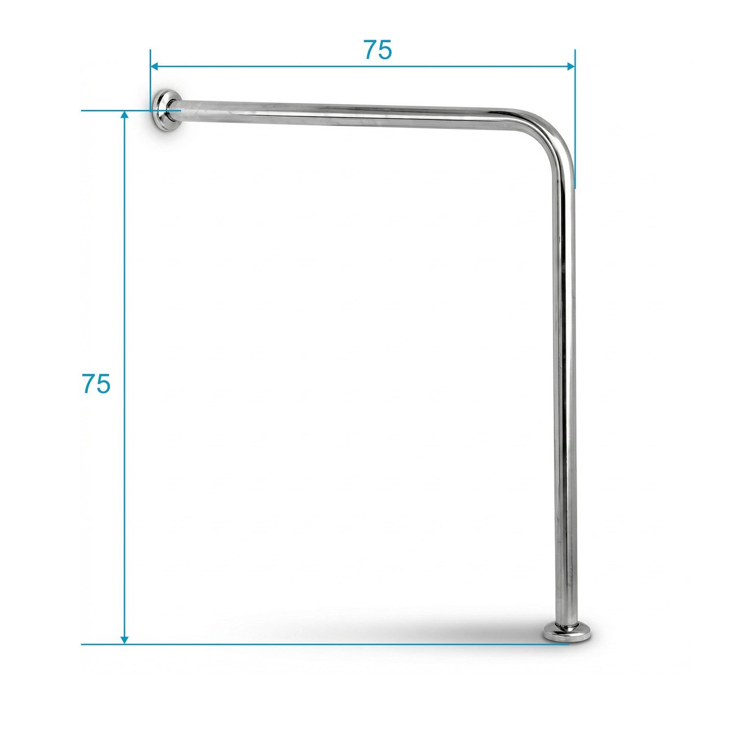 Aqua Bagno Basic Engelli Tutunma Barı 75x75 cm Paslanmaz Çelik Zemin Destekli Banyo Barı