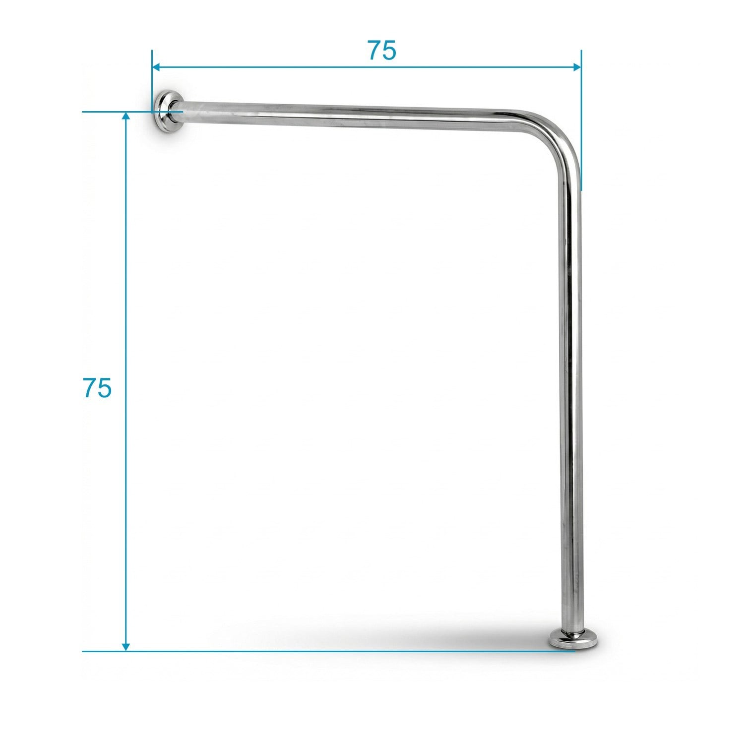Aqua Bagno Basic Engelli Tutunma Barı 75x75 cm Paslanmaz Çelik Zemin Destekli Banyo Barı