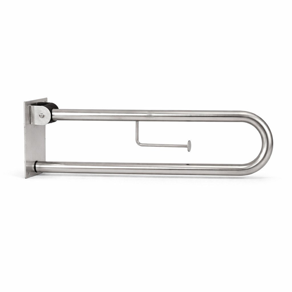 Aqua Bagno Basic Mafsallı Engelli Tutunma Barı – Tuvalet Kağıtlıklı – Paslanmaz Çelik 35.90.91.01.01