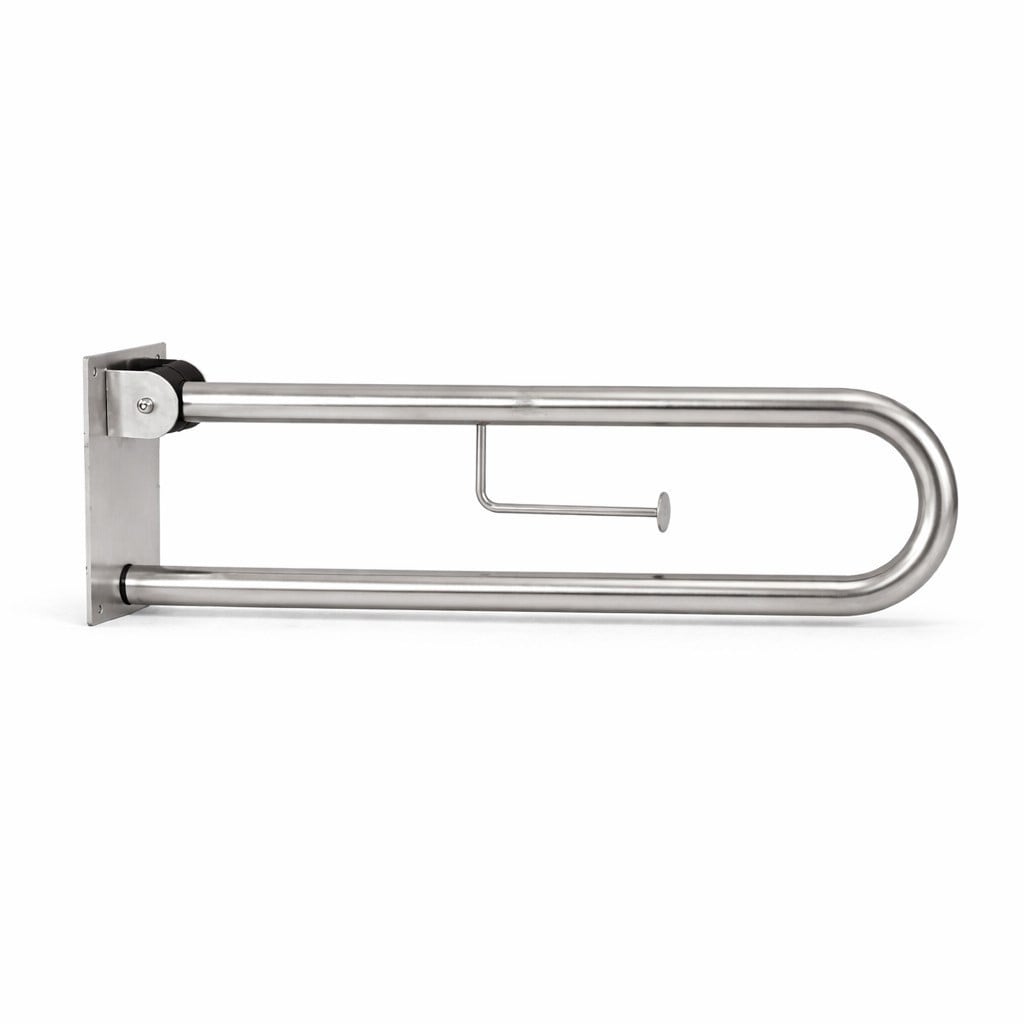 Aqua Bagno Basic Mafsallı Engelli Tutunma Barı – Tuvalet Kağıtlıklı – Paslanmaz Çelik 35.90.91.01.01