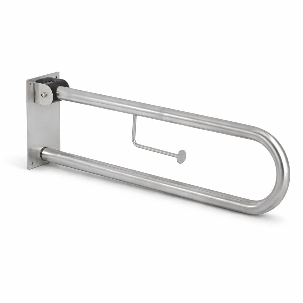 Aqua Bagno Basic Mafsallı Engelli Tutunma Barı – Tuvalet Kağıtlıklı – Paslanmaz Çelik 35.90.91.01.01