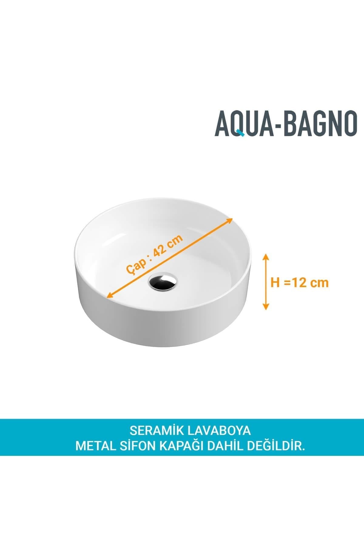 Aqua Bagno Bianzo Tezgah Üstü Çanak Lavabo, Batarya Deliksiz, 42 cm Beyaz | 24.31.42.1.NO.NT