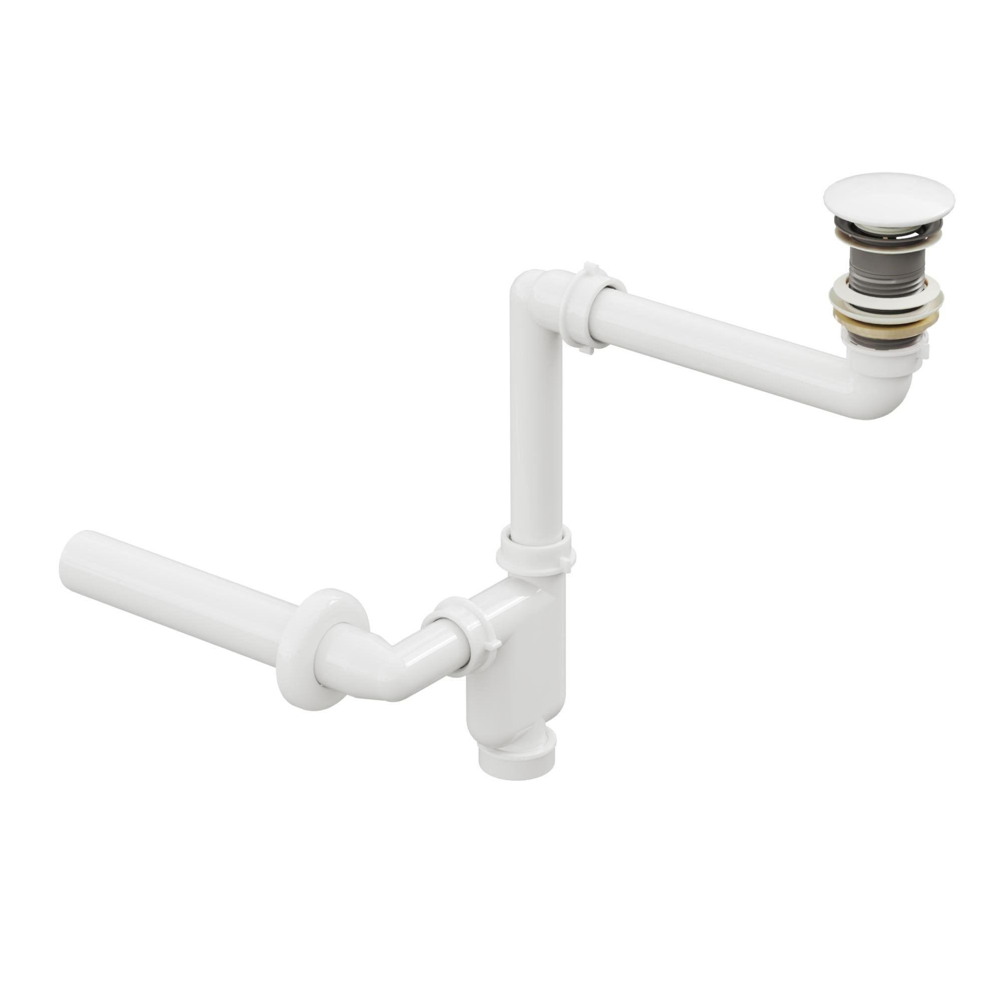 Aqua Bagno Comfort Yer Kazandıran Lavabo Sifonu + Beyaz Seramik Pop-up Taşma Deliksiz 90.99.07.02.01