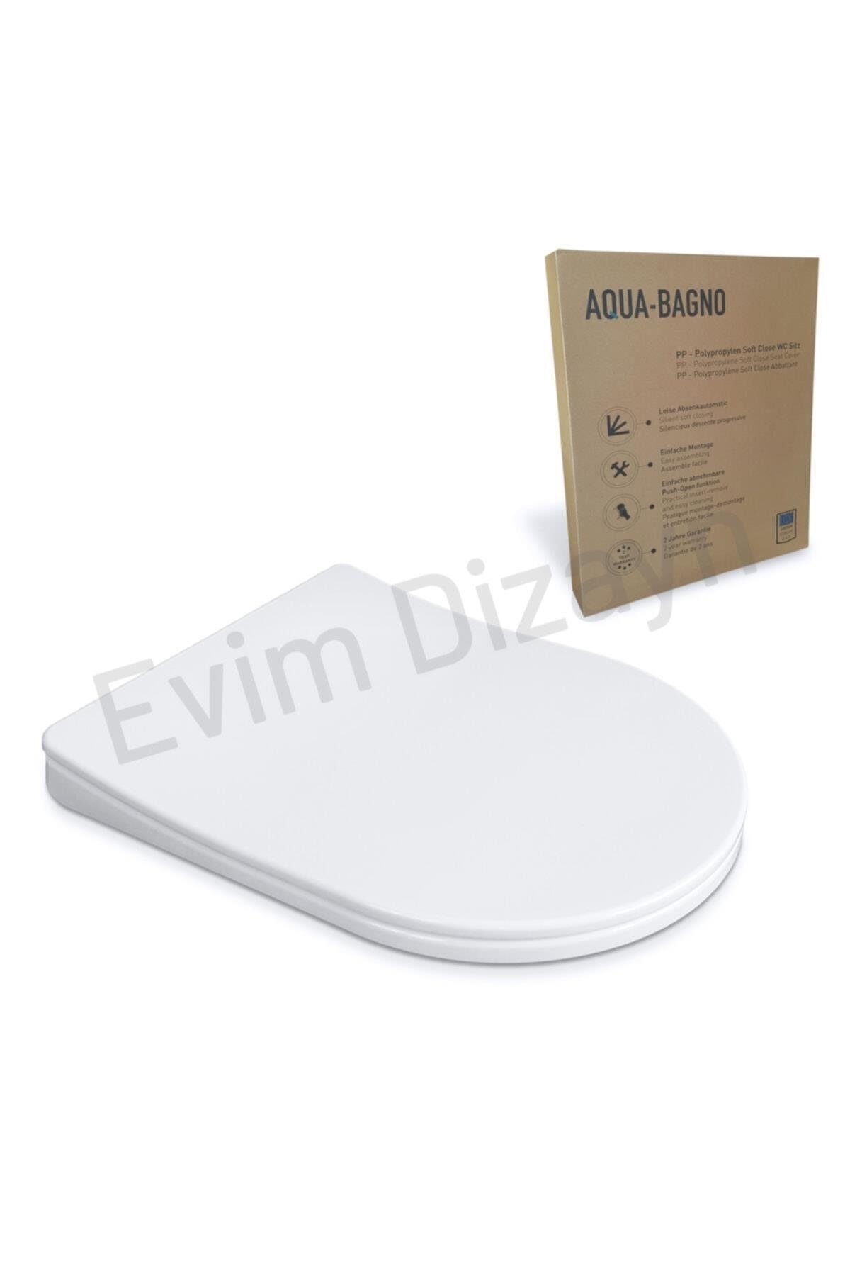 Aqua Bagno, Diamond Klozet Kapağı, Beyaz, Yavaş Kapanan, PP | 90.99.50.09
