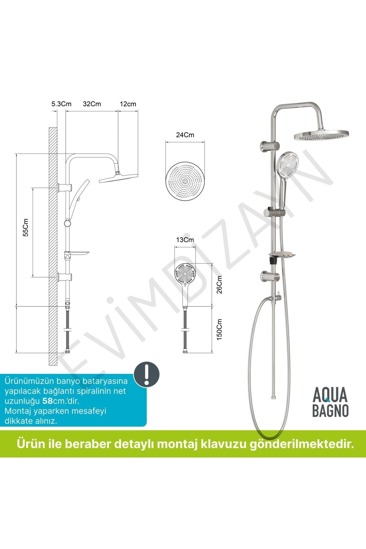 Aqua Bagno Largo - Tepe Robot Duşu Seti – Krom | 30.39.77.03.01
