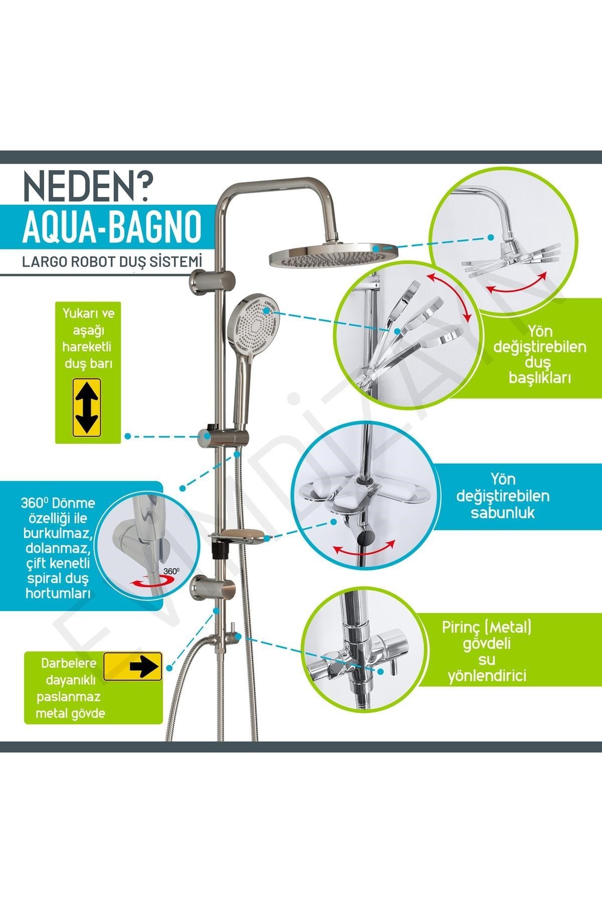 Aqua Bagno Largo - Tepe Robot Duşu Seti – Krom | 30.39.77.03.01