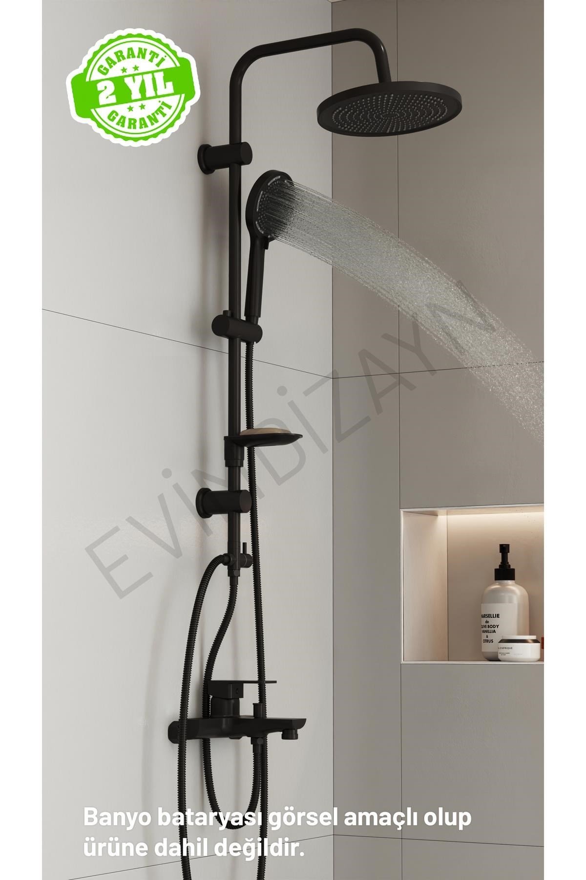 Aqua Bagno Largo Tepe Robot Duşu Seti - Mat Siyah | 30.39.77.03.04