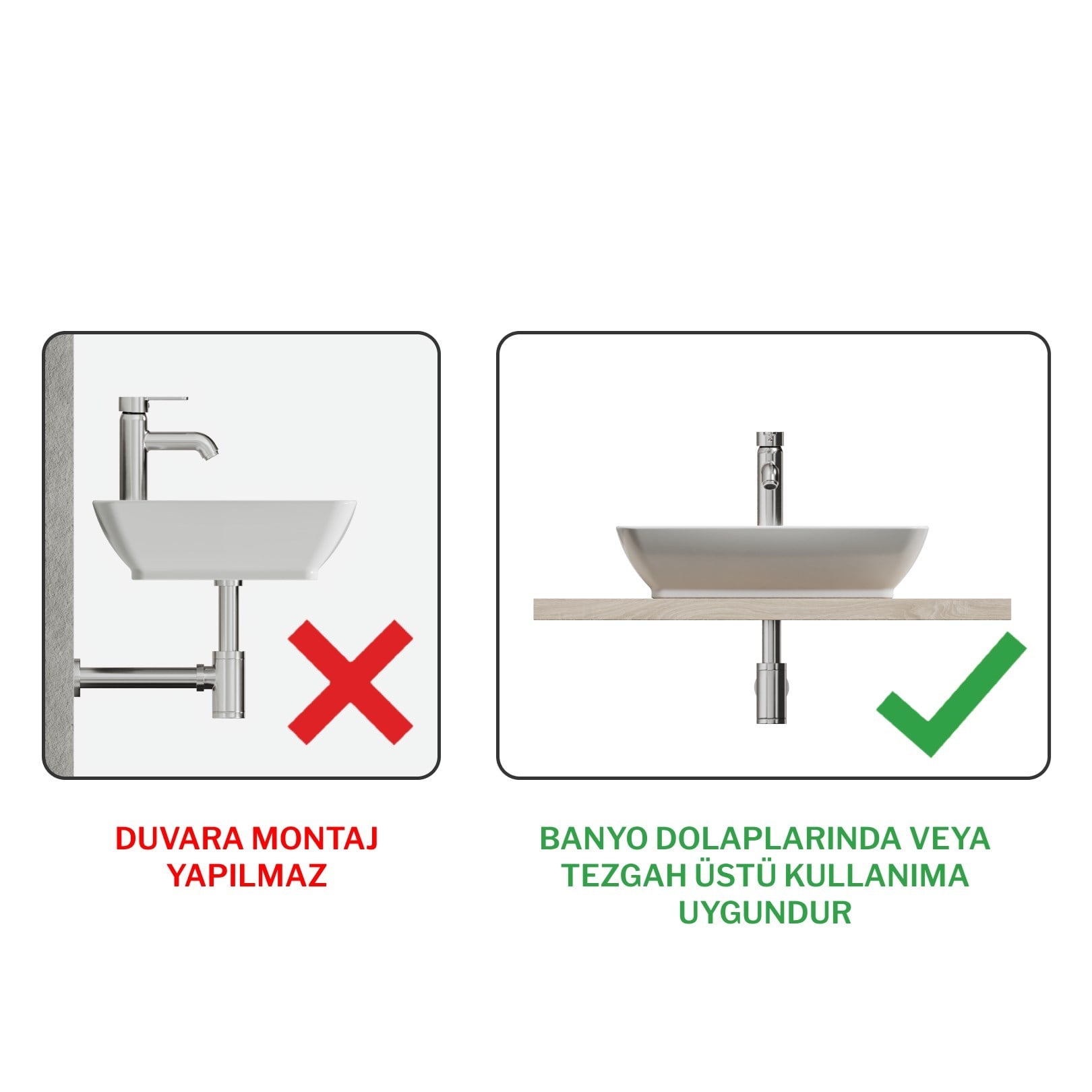 Aqua Bagno Leon Tezgah Üstü Lavabo 60x40 cm Batarya Delikli Seramik Beyaz Çanak Lavabo-1.31.62.1.NO