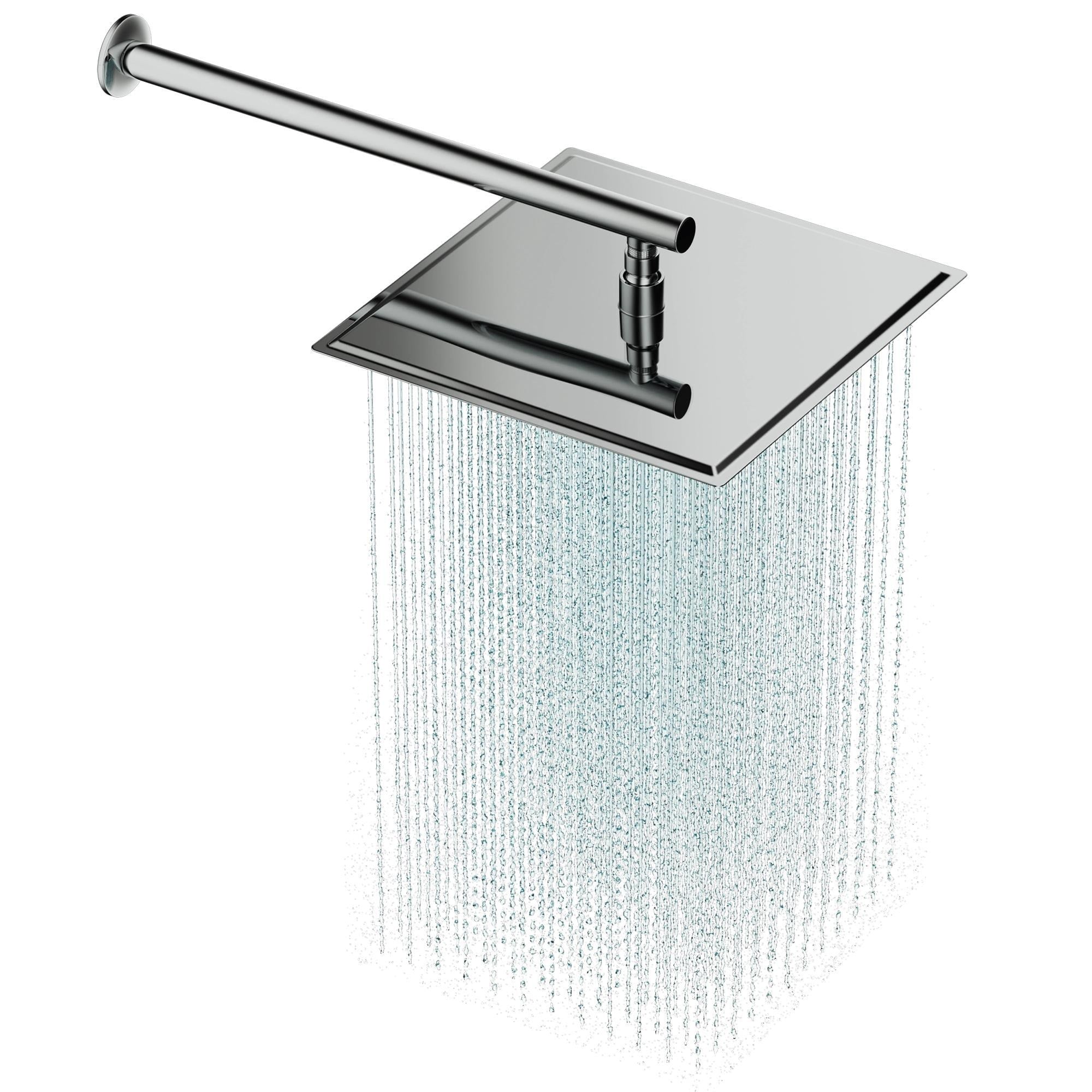 Aqua Bagno Mega Kare Tepe Duşu 30x30 cm, Duvardan Duş Kolu 42,5 cm Paslanmaz Krom - 2 Parça Set | 30.30.77.01.07