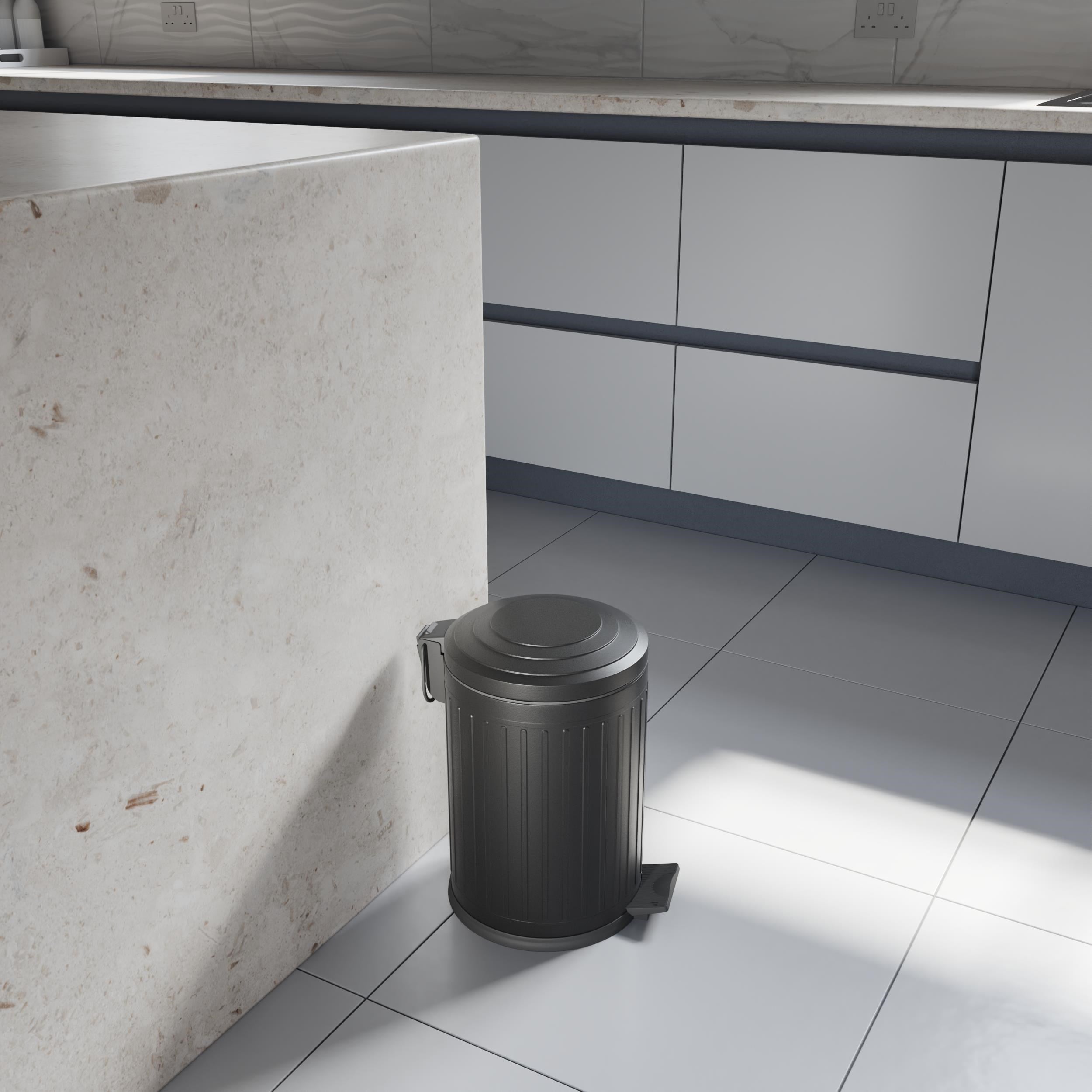 Aqua Bagno Midas Çöp Kovası - Pedallı 12lt , Mat Siyah | 35.22.57.02.03