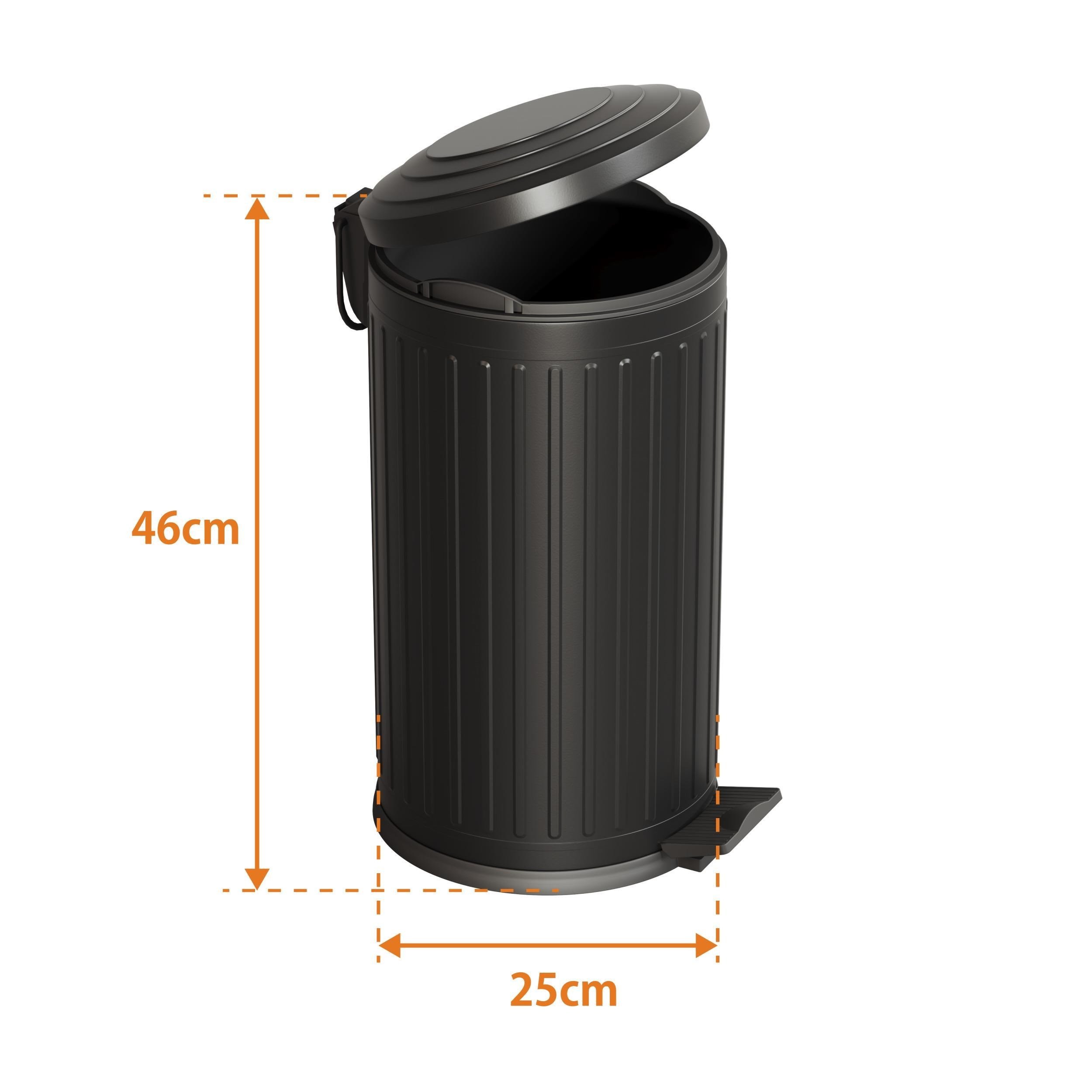 Aqua Bagno Midas Çöp Kovası - Pedallı 16lt, Mat Siyah | 35.22.57.03.03