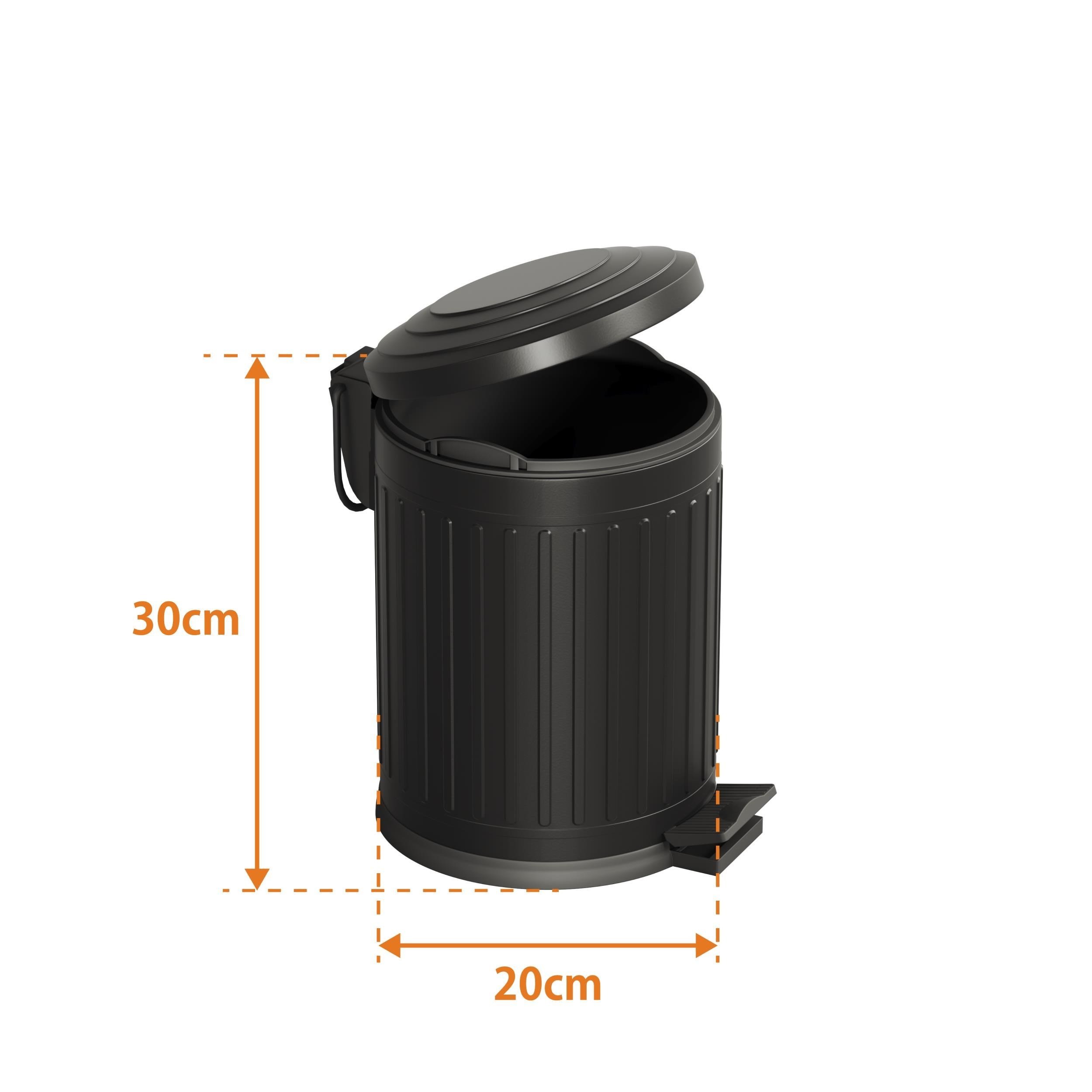 Aqua Bagno Midas Çöp Kovası - Pedallı 5 lt, Mat Siyah | 35.22.57.01.03
