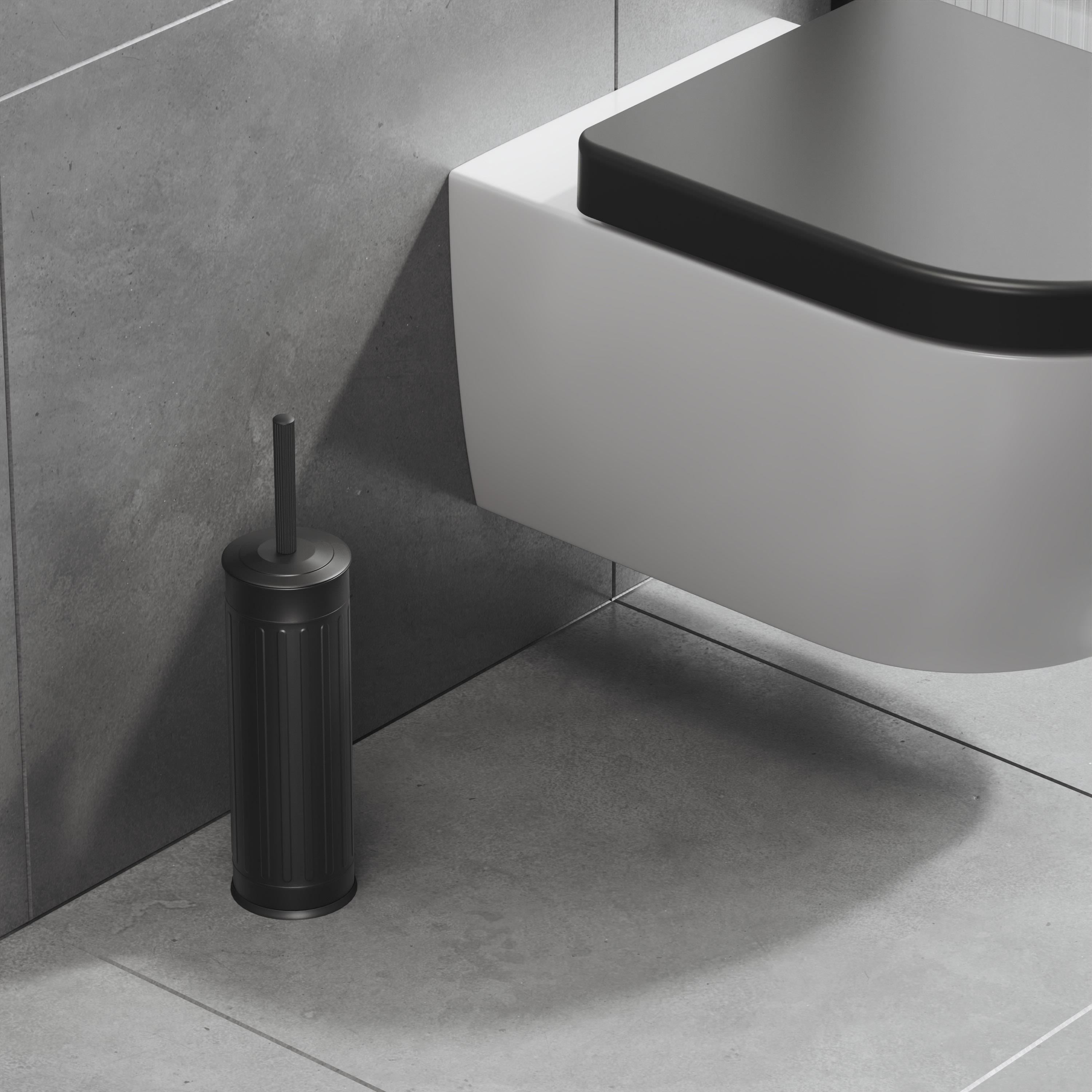 Aqua Bagno Midas Klozet ve Tuvalet Fırçası, Mat Siyah | 35.22.55.01.03