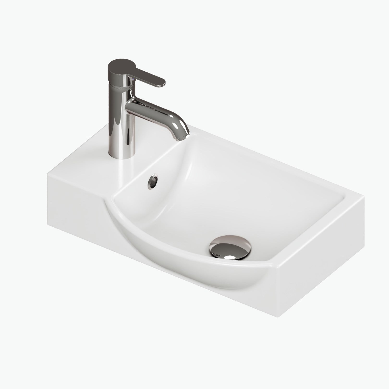 Aqua Bagno Minizia Lavabo Beyaz 45x32x10 cm – Soldan Delikli, Taşma Delikli, 10 Yıl Garantili 