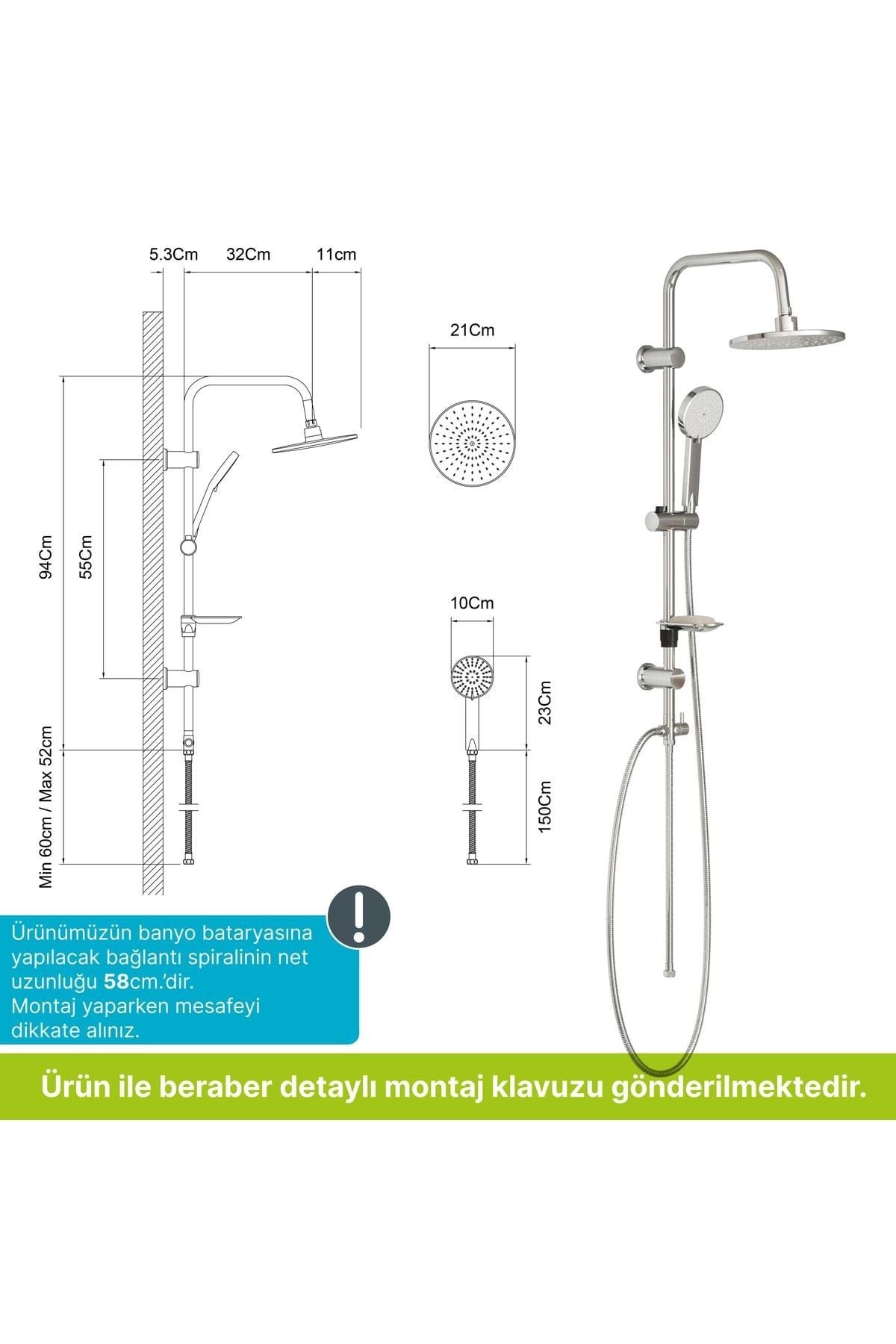 Aqua Bagno Neo Tepe Duşu Seti | 30.27.01.01.01
