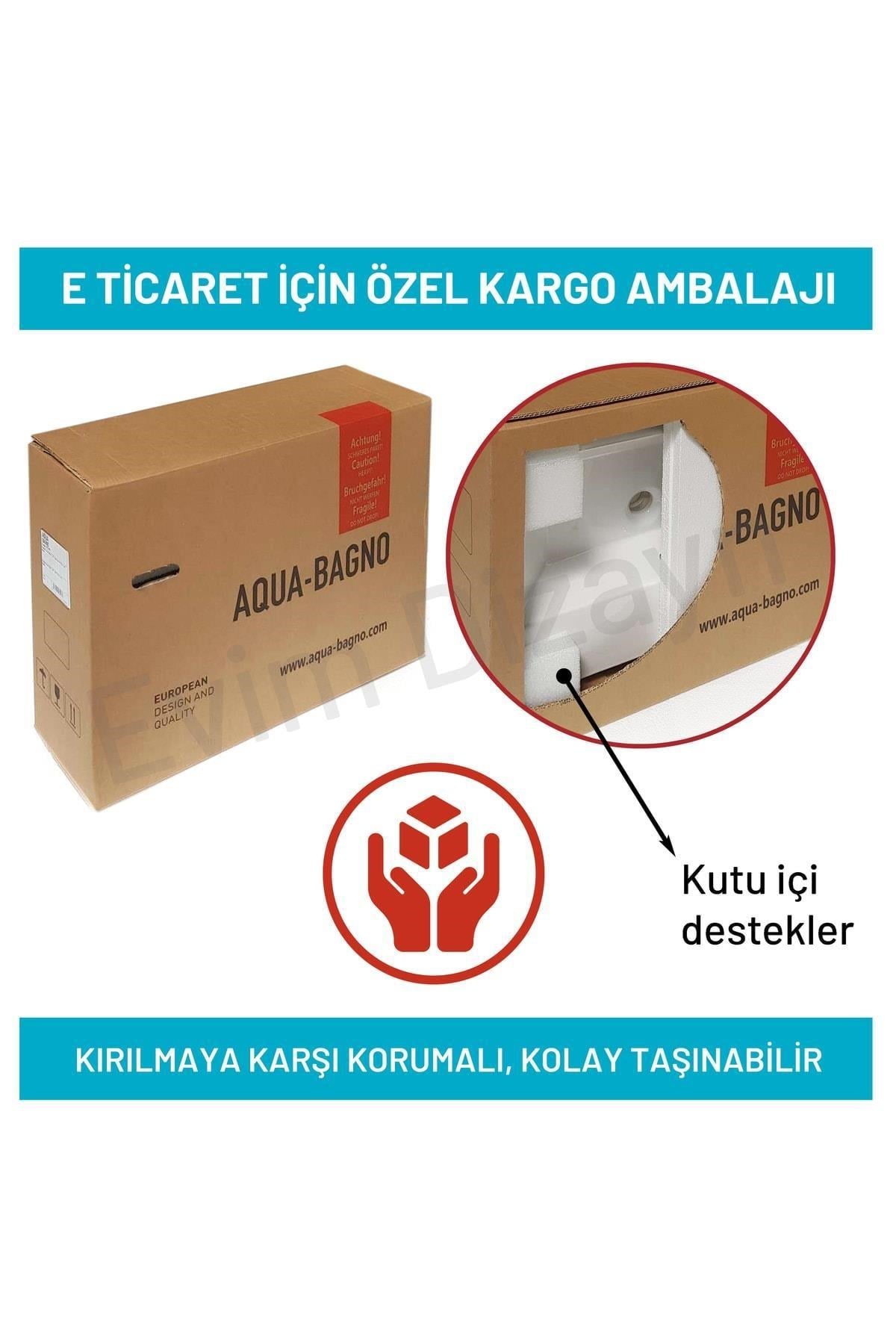 Aqua Bagno Plan Tezgah Üstü Kare Lavabo, 55x45 cm Beyaz | 10.16.30.03.2