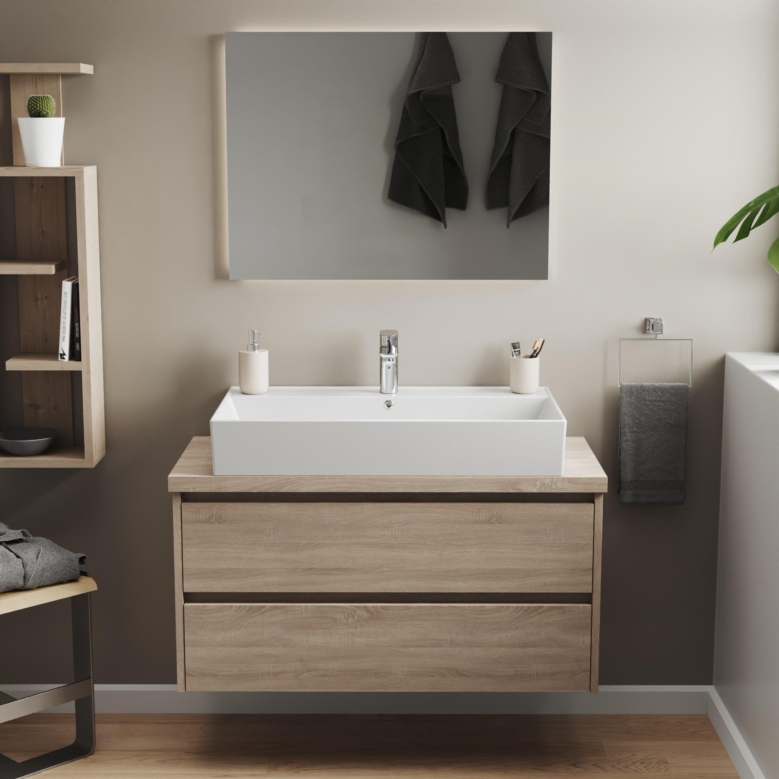 Aqua Bagno Plan Tezgah Üstü Kare Lavabo , 80 x 45 cm., Beyaz