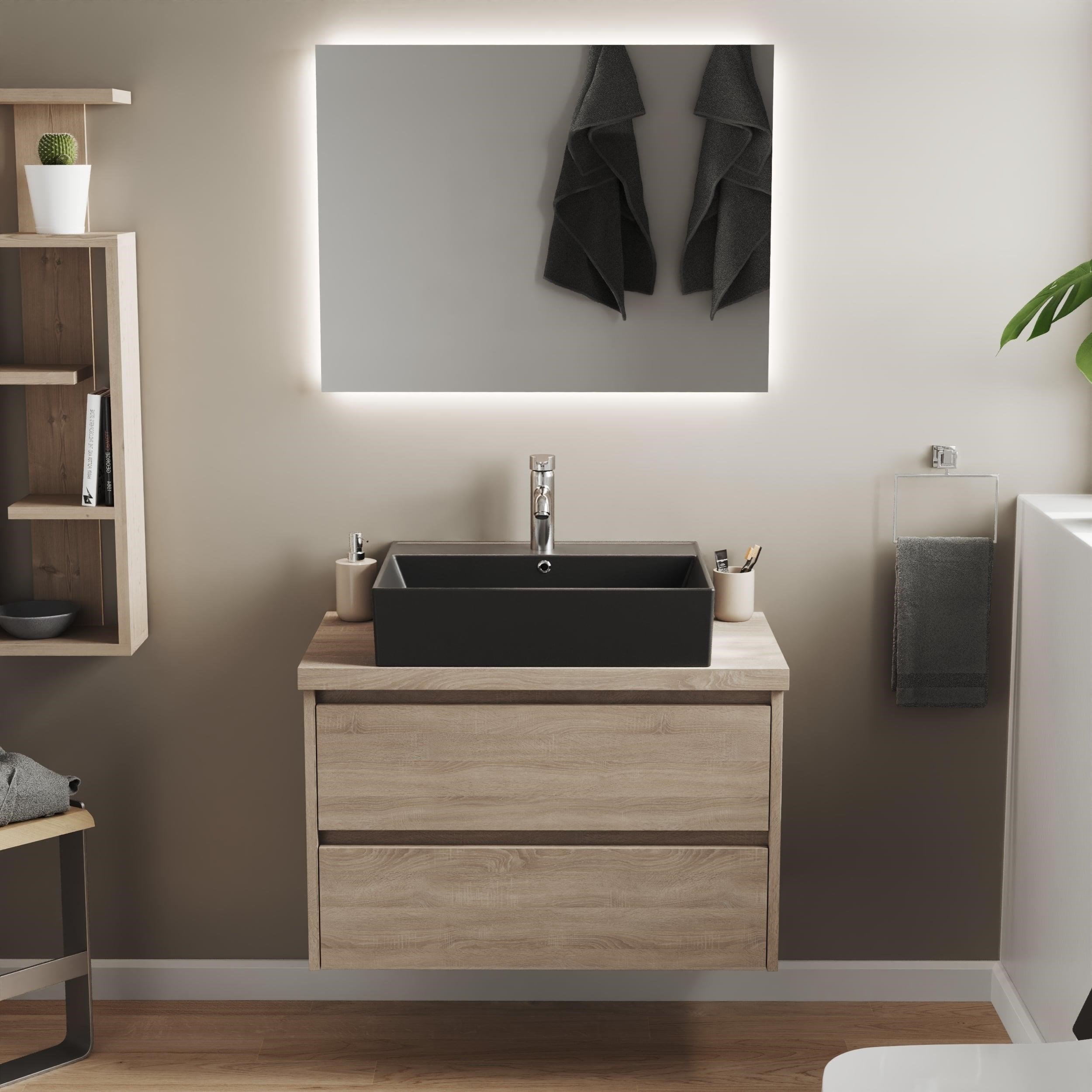 Aqua Bagno Plan Tezgah Üstü Kare Lavabo, 55x45 cm Mat Siyah | 10.16.30.03.04