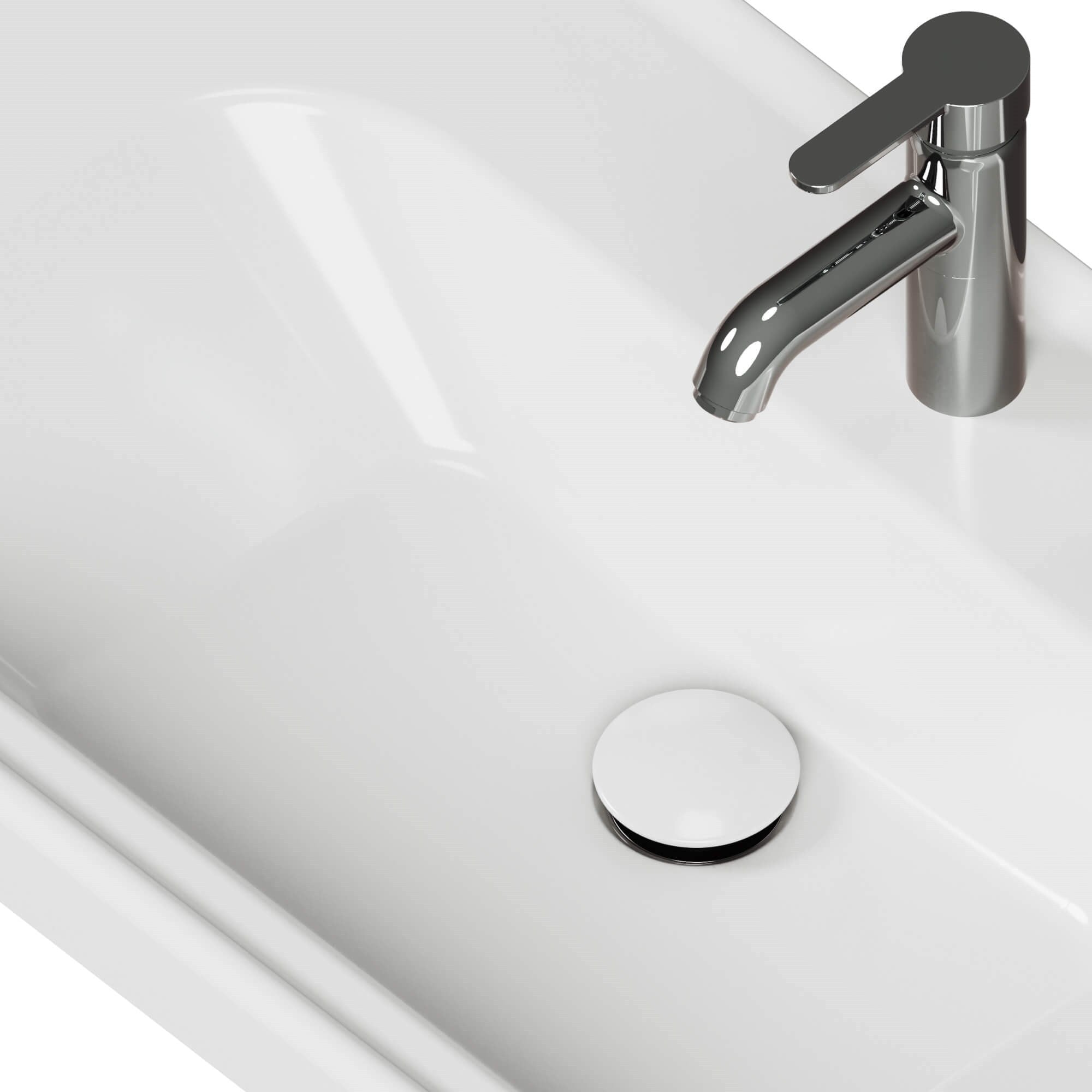 Aqua Bagno Pop-up Sifon, Beyaz Seramik Başlıklı, Taşma Deliksiz, (1 -1/4) | 90.99.05.06.01