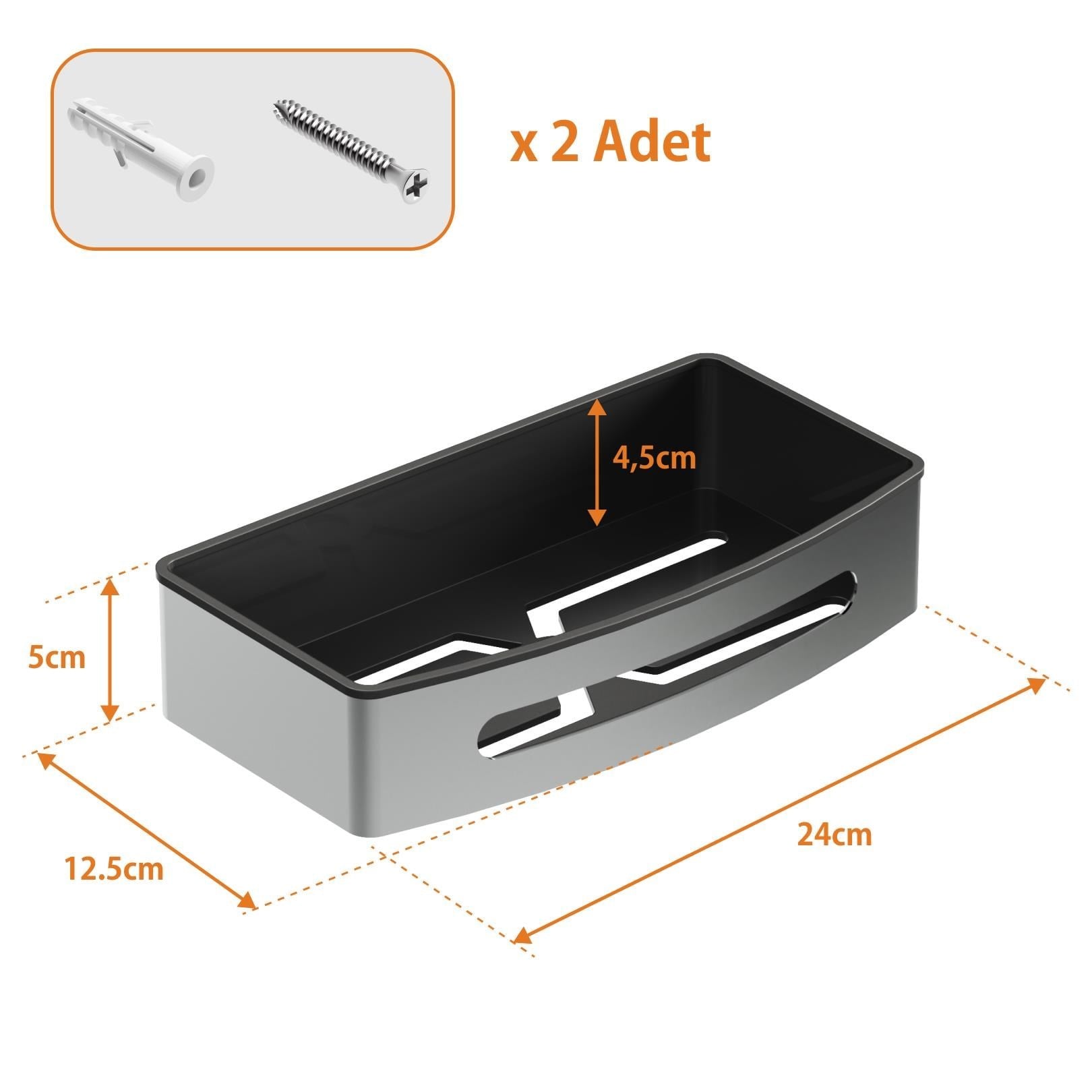 Aqua Bagno Smart Tekli Süngerlik 24x12,5 cm, Parlak Krom | 35.29.56.03.01