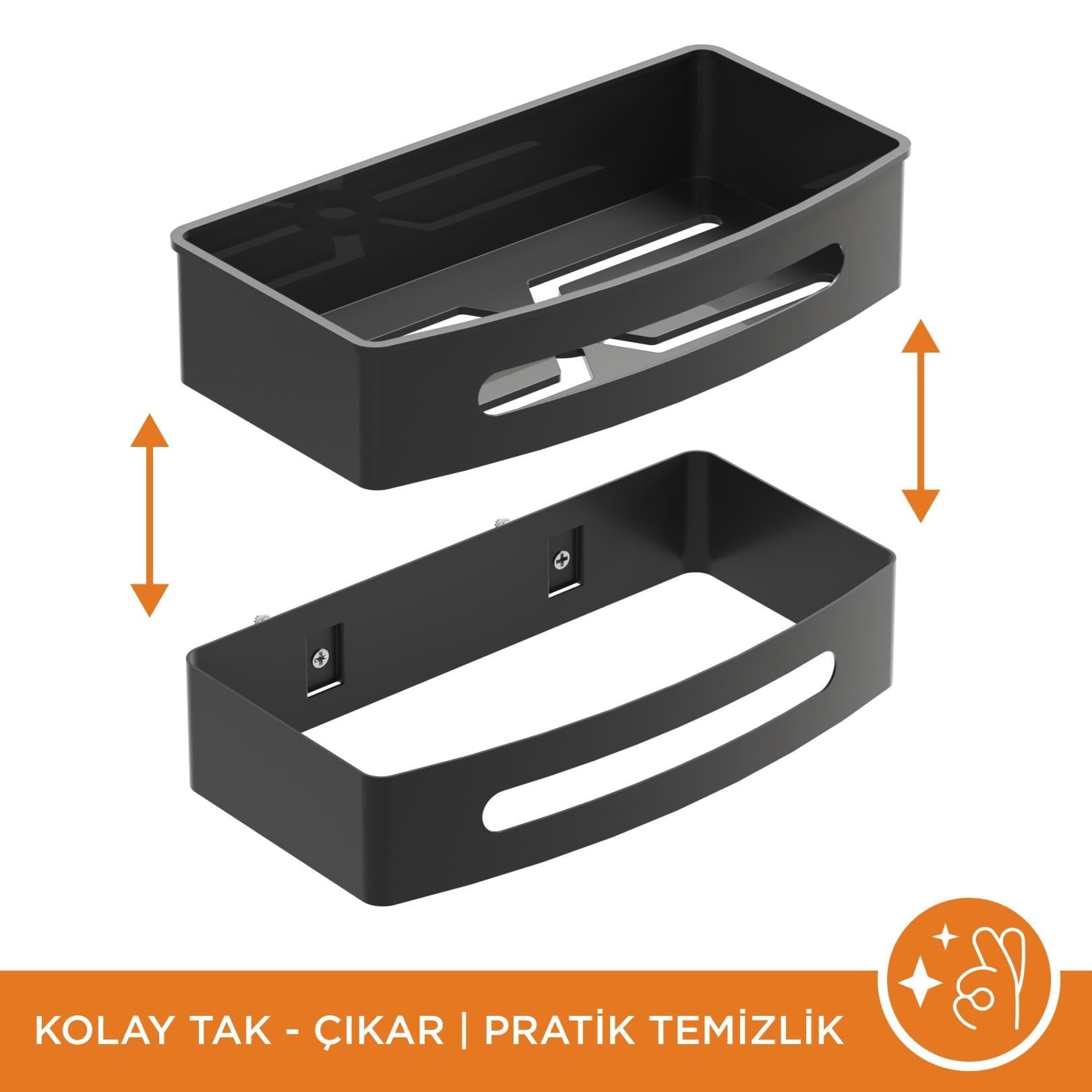 Aqua Bagno Smart Tekli Süngerlik 24x12,5 cm, Mat Siyah | 35.29.56.04.03