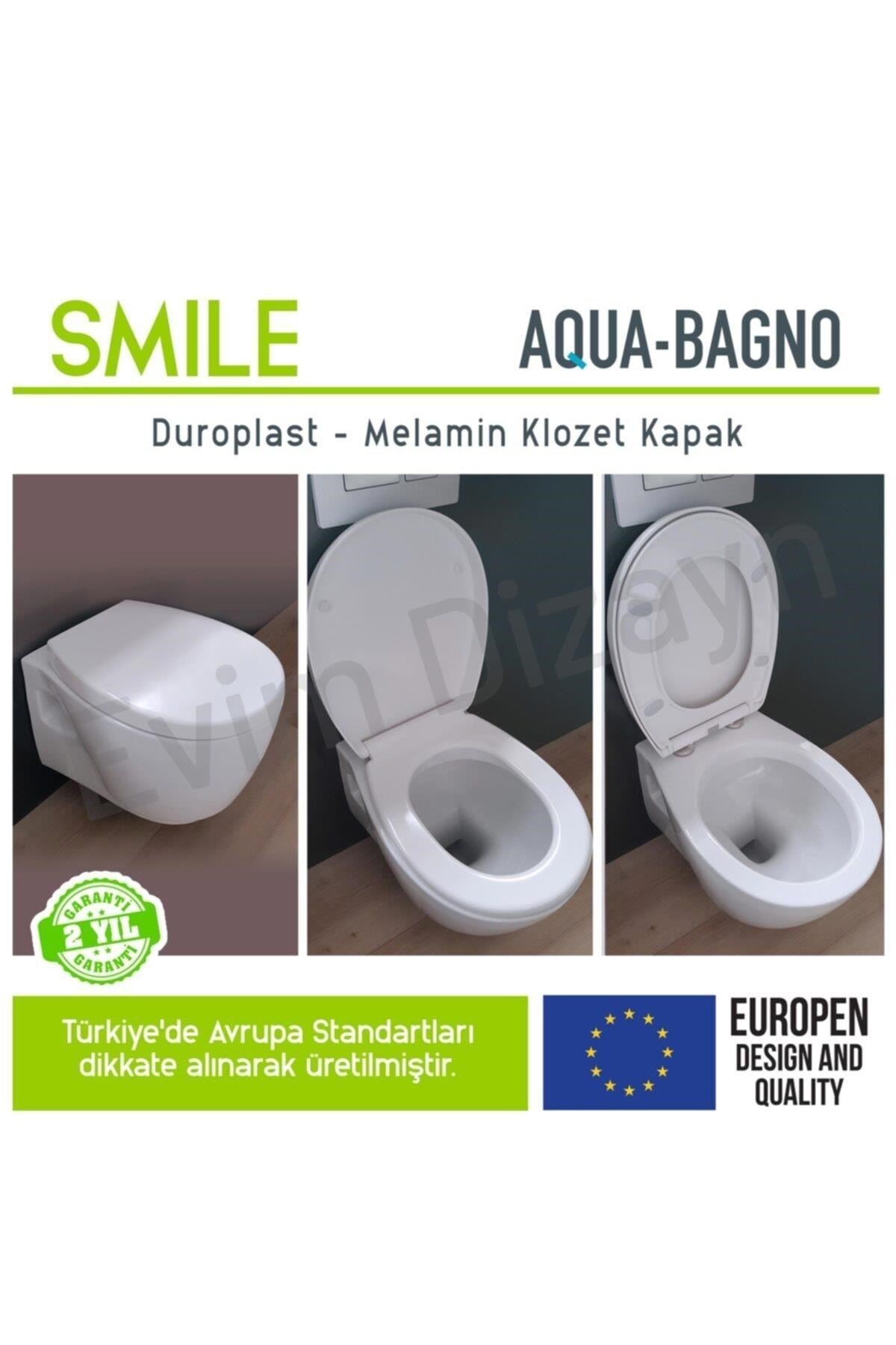 Aqua Bagno Smile Beyaz Yavaş Kapanan Klozet Kapağı Duroplast | 90.99.50.02
