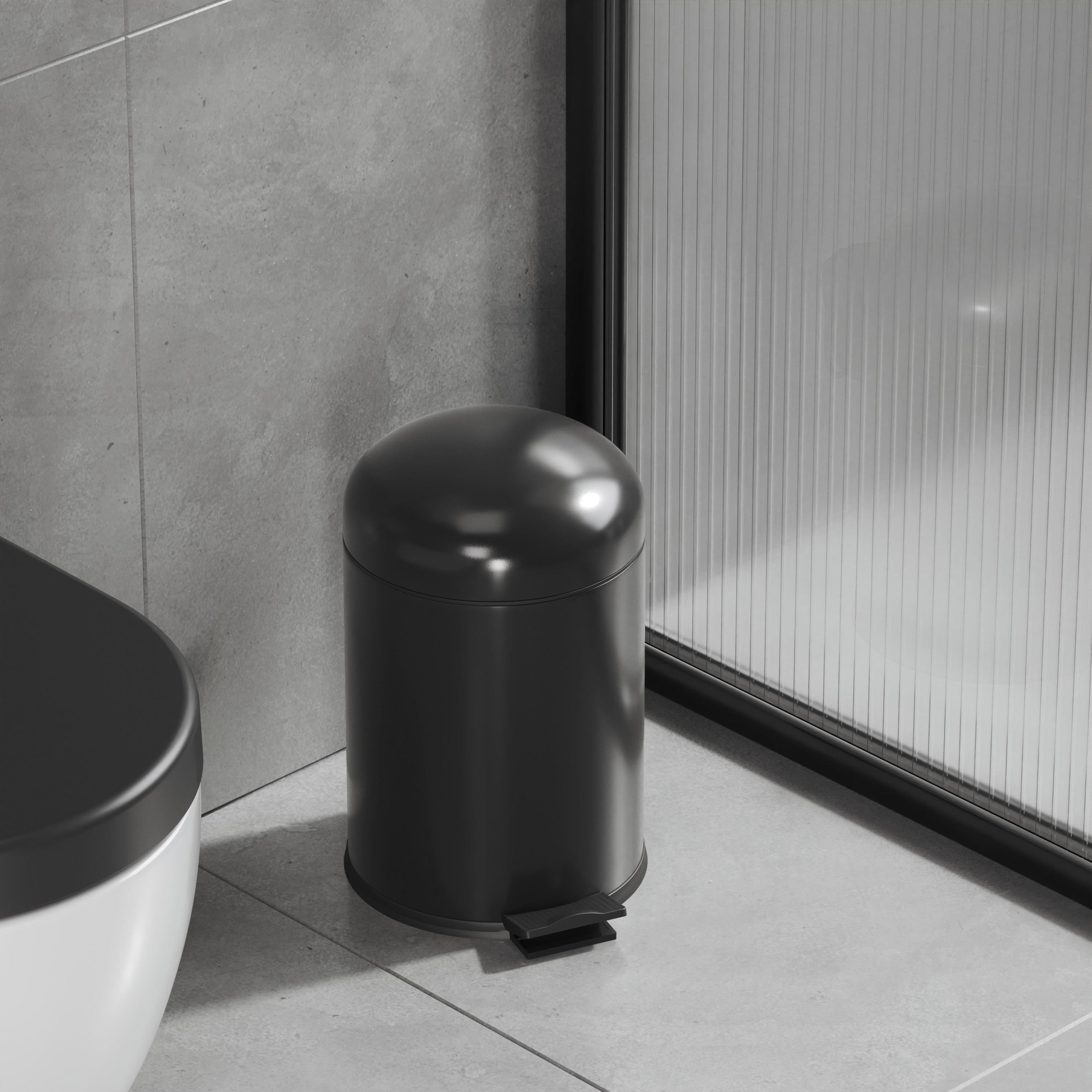 Aqua Bagno Smile Çöp Kovası - Pedallı 5lt, Mat Siyah | 35.20.57.01.03