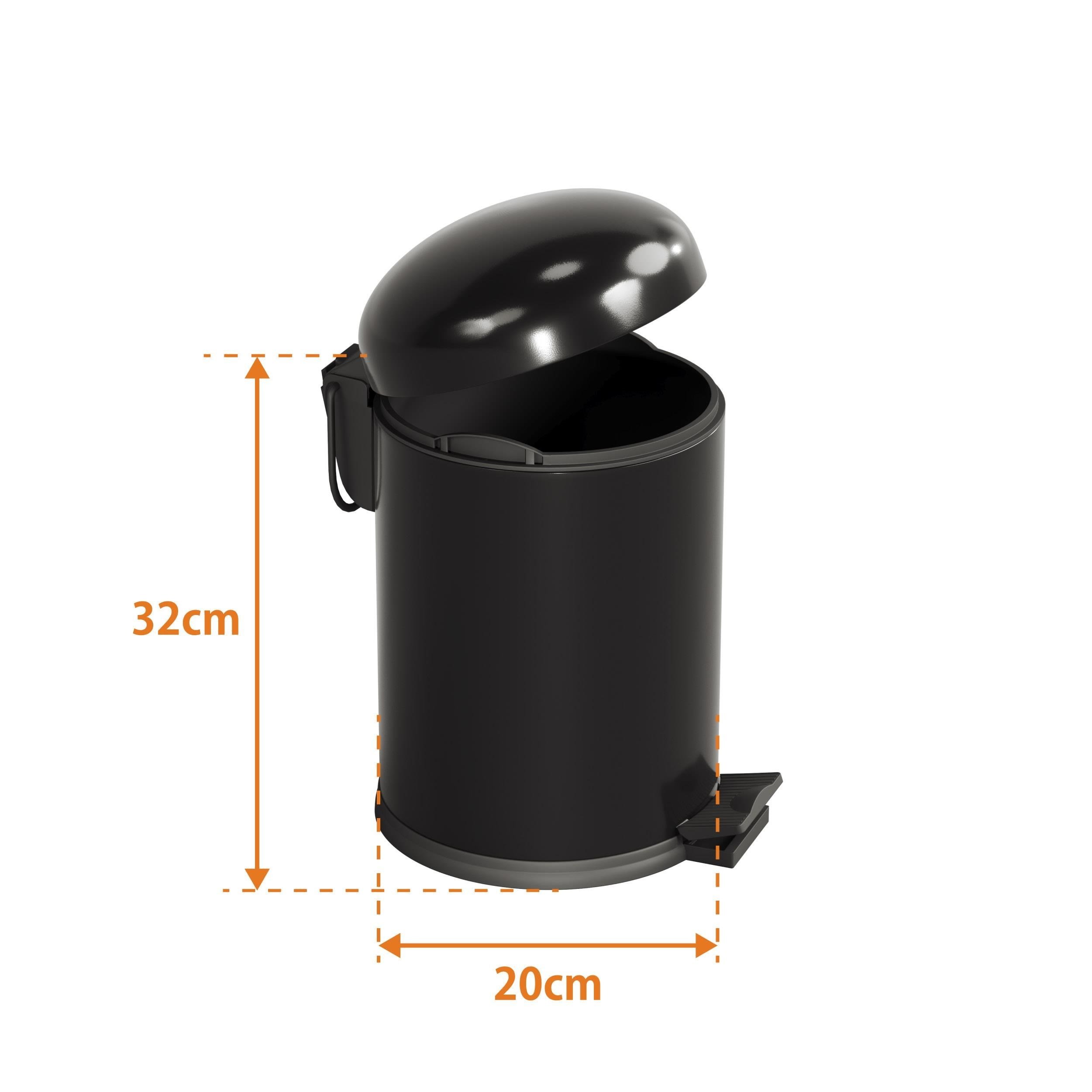 Aqua Bagno Smile Çöp Kovası - Pedallı 5lt, Mat Siyah | 35.20.57.01.03
