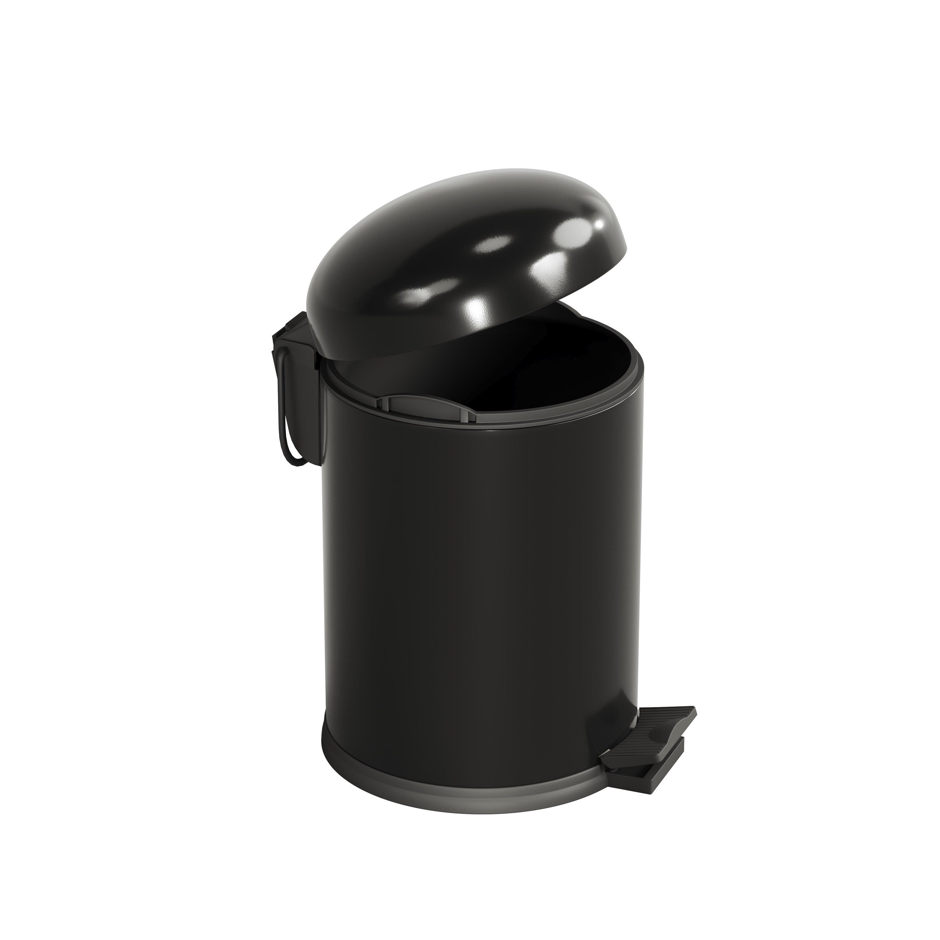 Aqua Bagno Smile Çöp Kovası - Pedallı 5lt, Mat Siyah | 35.20.57.01.03