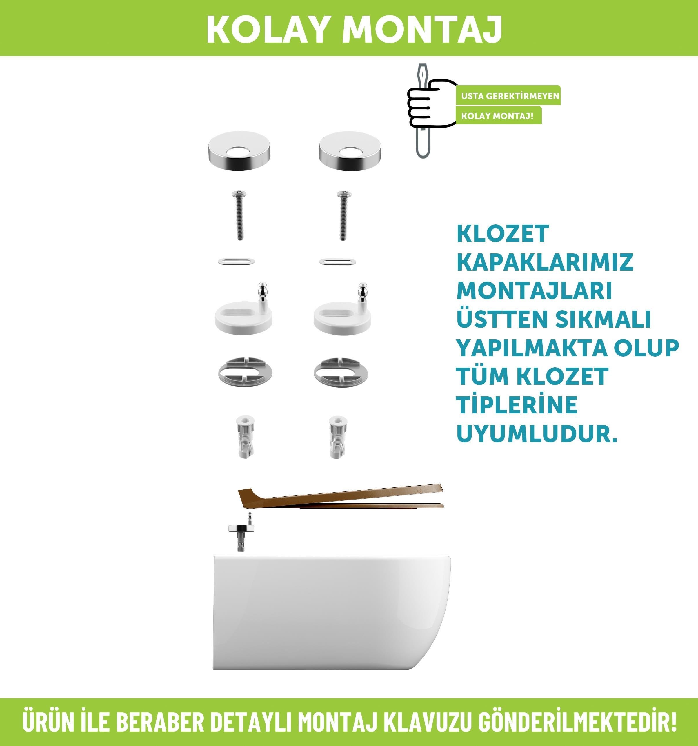 Aqua Bagno Smile Yavaş Kapanan Klozet Kapağı, Mat Siyah, Tak Çıkar, Duroplast | 90.99.50.32