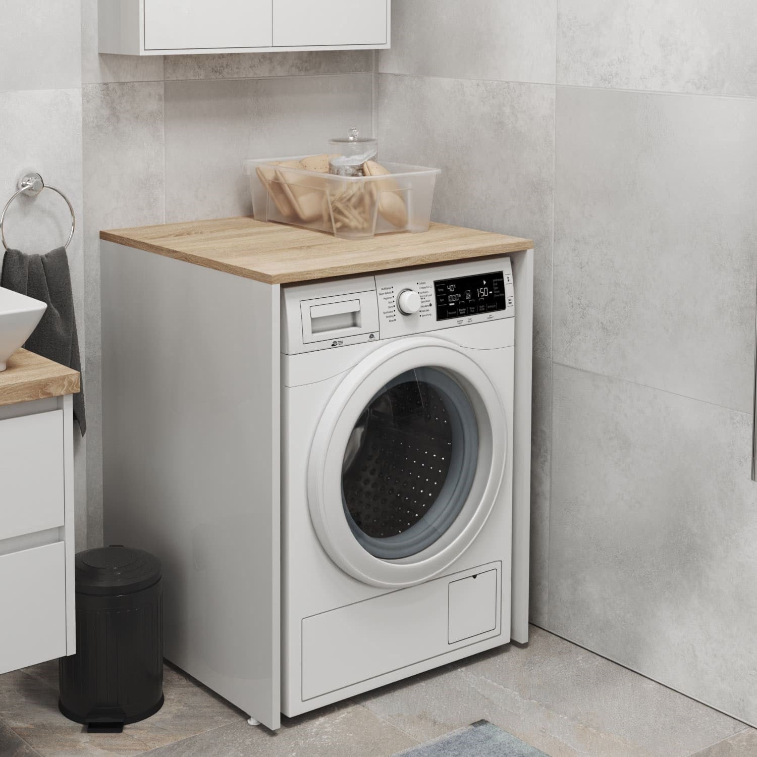 Aqua Bagno Urban Smartbox Çamaşır Makinesi Dolabı - Somono Meşe - Beyaz | 50.03.01.02.01