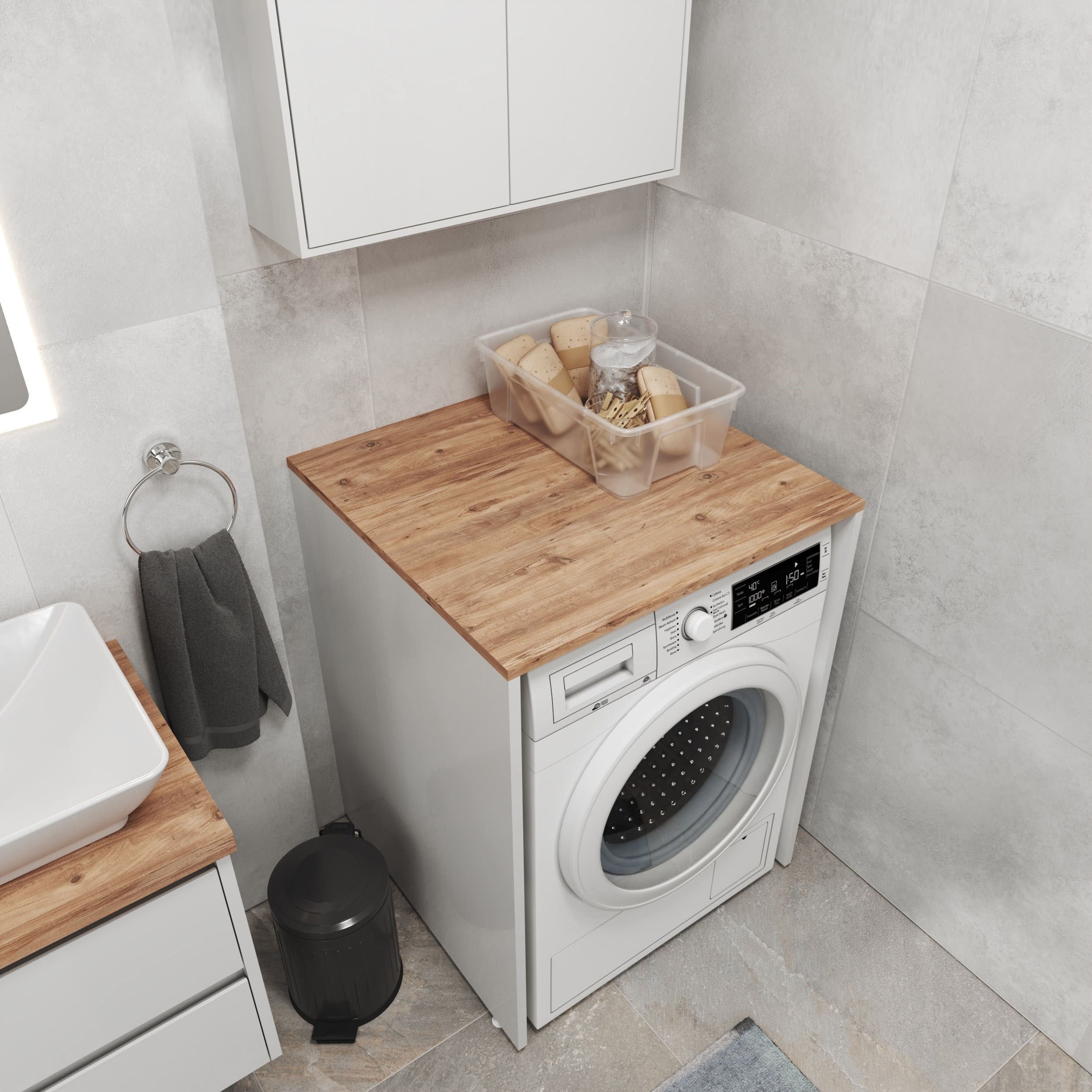 Aqua Bagno Urban Smartbox Çamaşır Makinesi Dolabı,  Atlantik Çam -Beyaz | 50.03.01.03.01