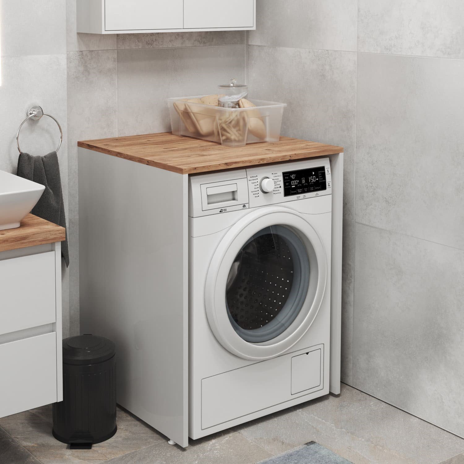 Aqua Bagno Urban Smartbox Çamaşır Makinesi Dolabı,  Atlantik Çam -Beyaz | 50.03.01.03.01