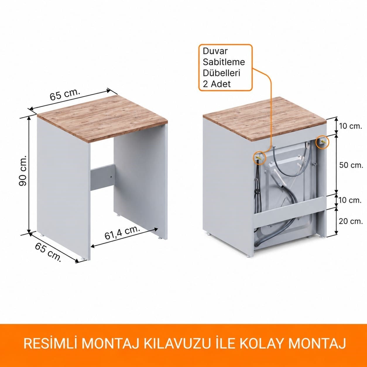 Aqua Bagno Urban Smartbox Çamaşır Makinesi Dolabı,  Atlantik Çam -Beyaz | 50.03.01.03.01