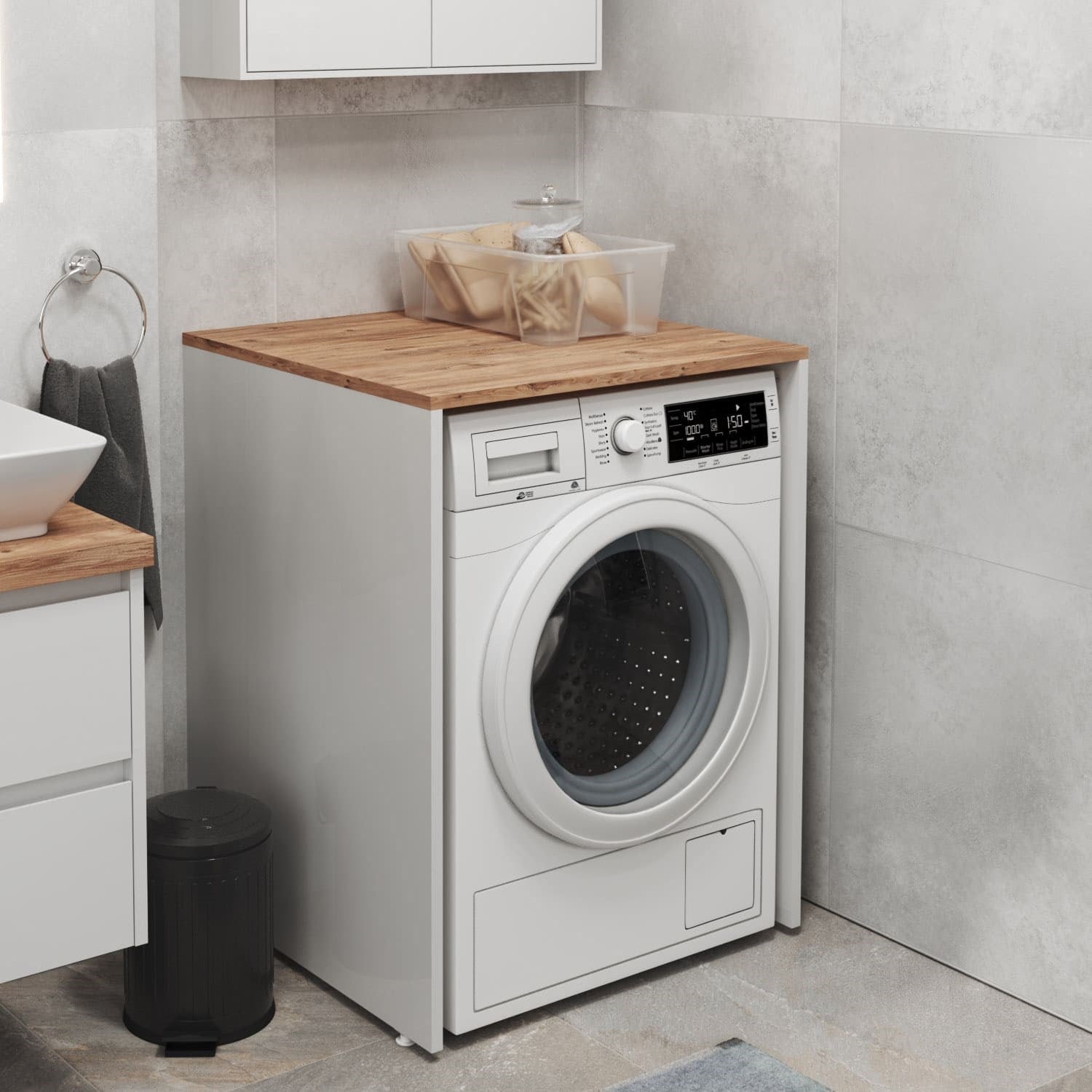 Aqua Bagno Urban Smartbox Çamaşır Makinesi Dolabı,  Atlantik Çam -Beyaz | 50.03.01.03.01