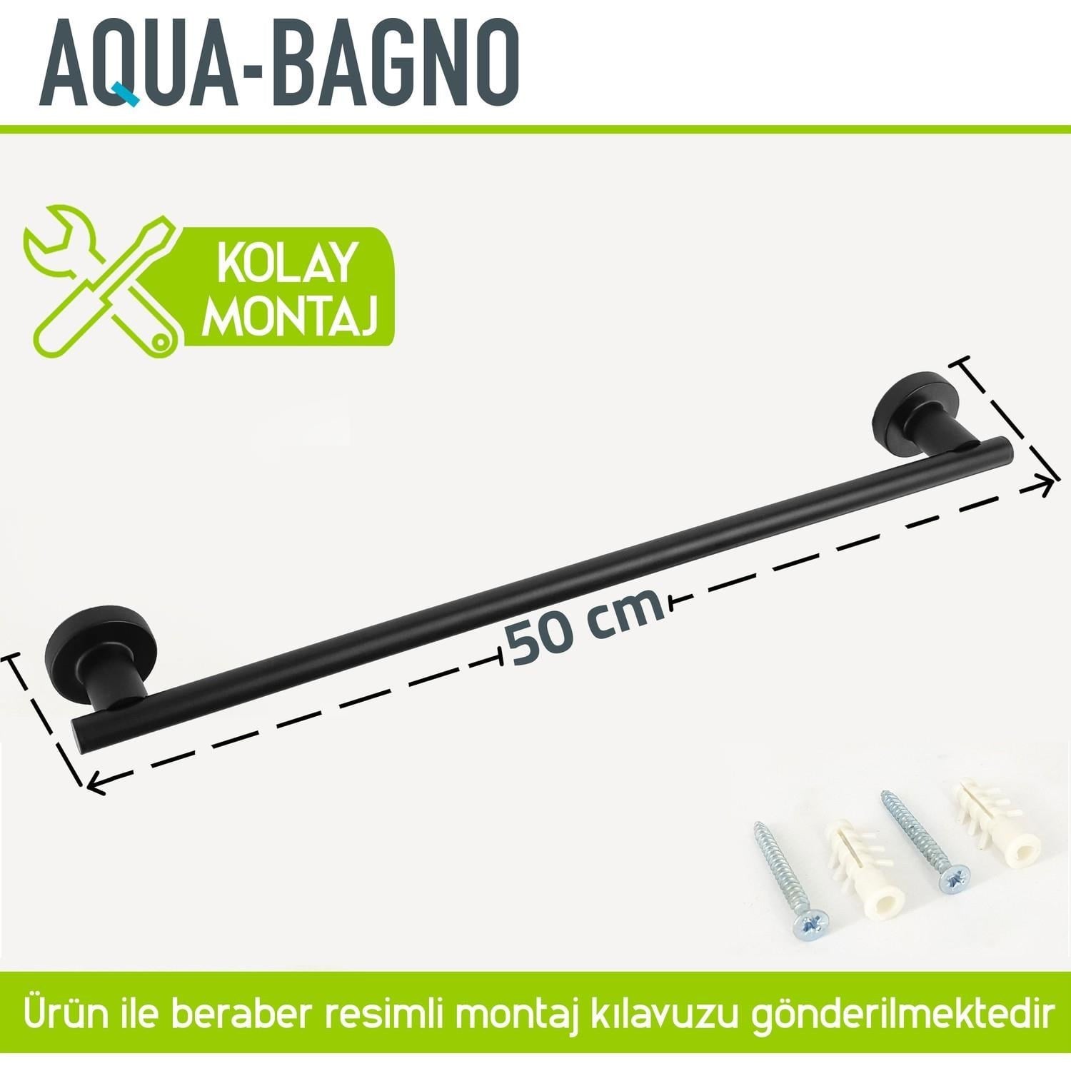 Aqua Bagno Zero Uzun Havluluk 50 cm Mat Siyah | 35.21.51.01.03