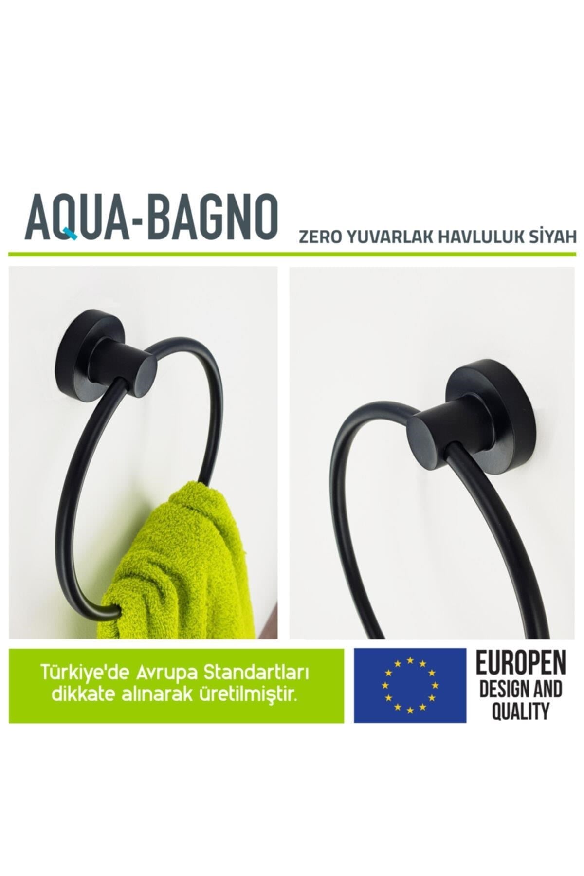 Aqua Bagno Zero Yuvarlak Havluluk - Siyah | 35.21.51.03.03