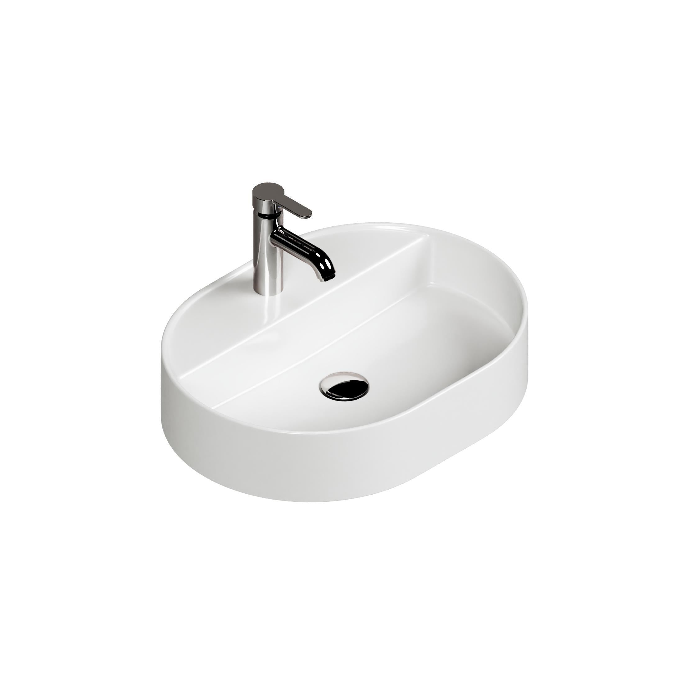 Bianzo Tezgah Üstü Lavabo, Batarya Delikli,  55x42 cm Beyaz | 10.16.30.10.01